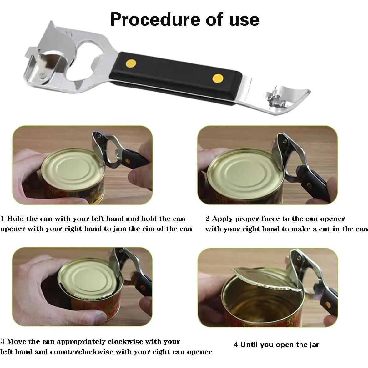 Abre latas manual 4 en 1 HLCM - Versátil y fácil de usar