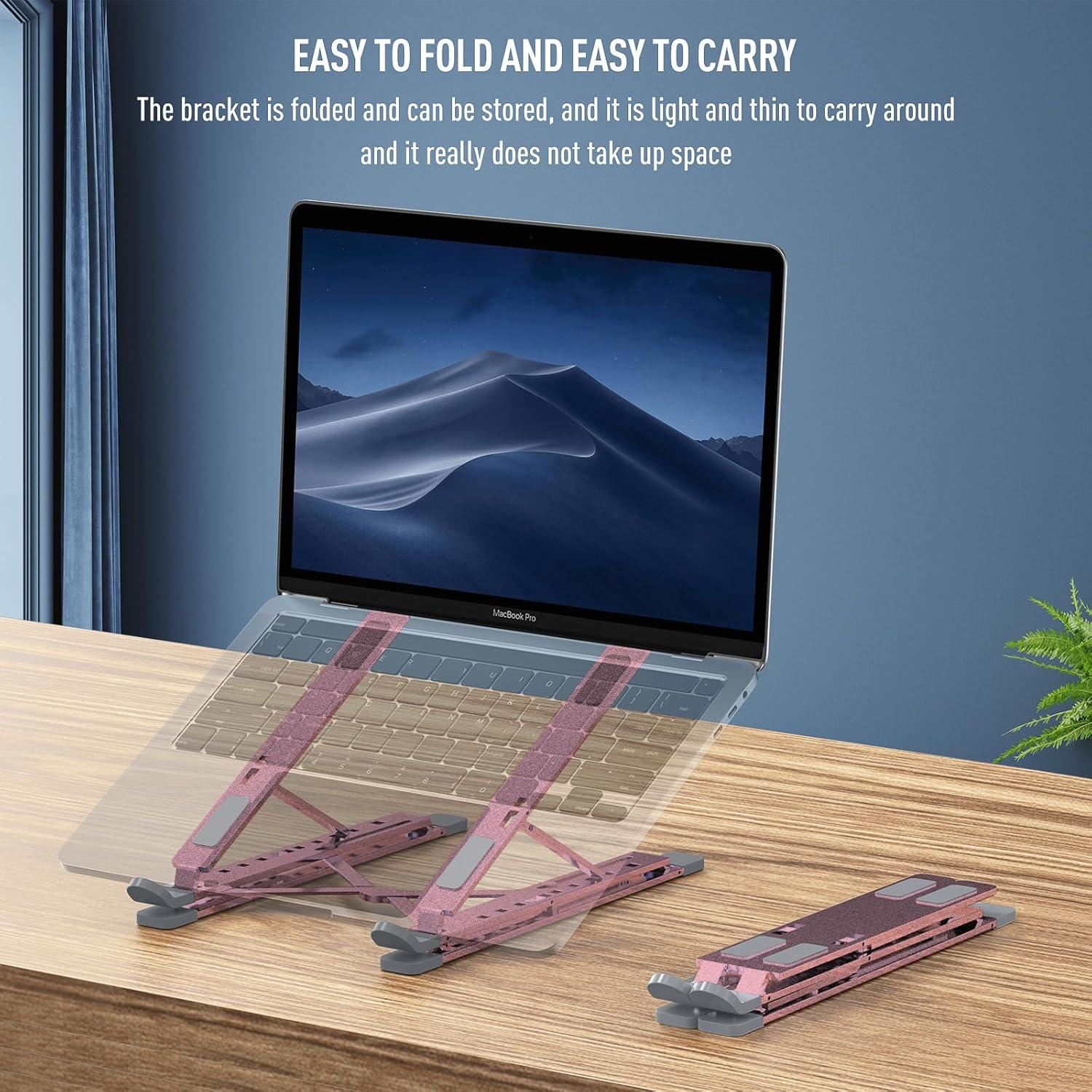 Soporte de Laptop VAJUN Ajustable Plegable Rosa 10-15.6"