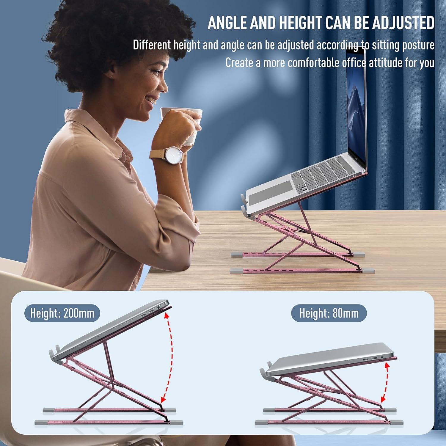 Soporte de Laptop VAJUN Ajustable Plegable Rosa 10-15.6"