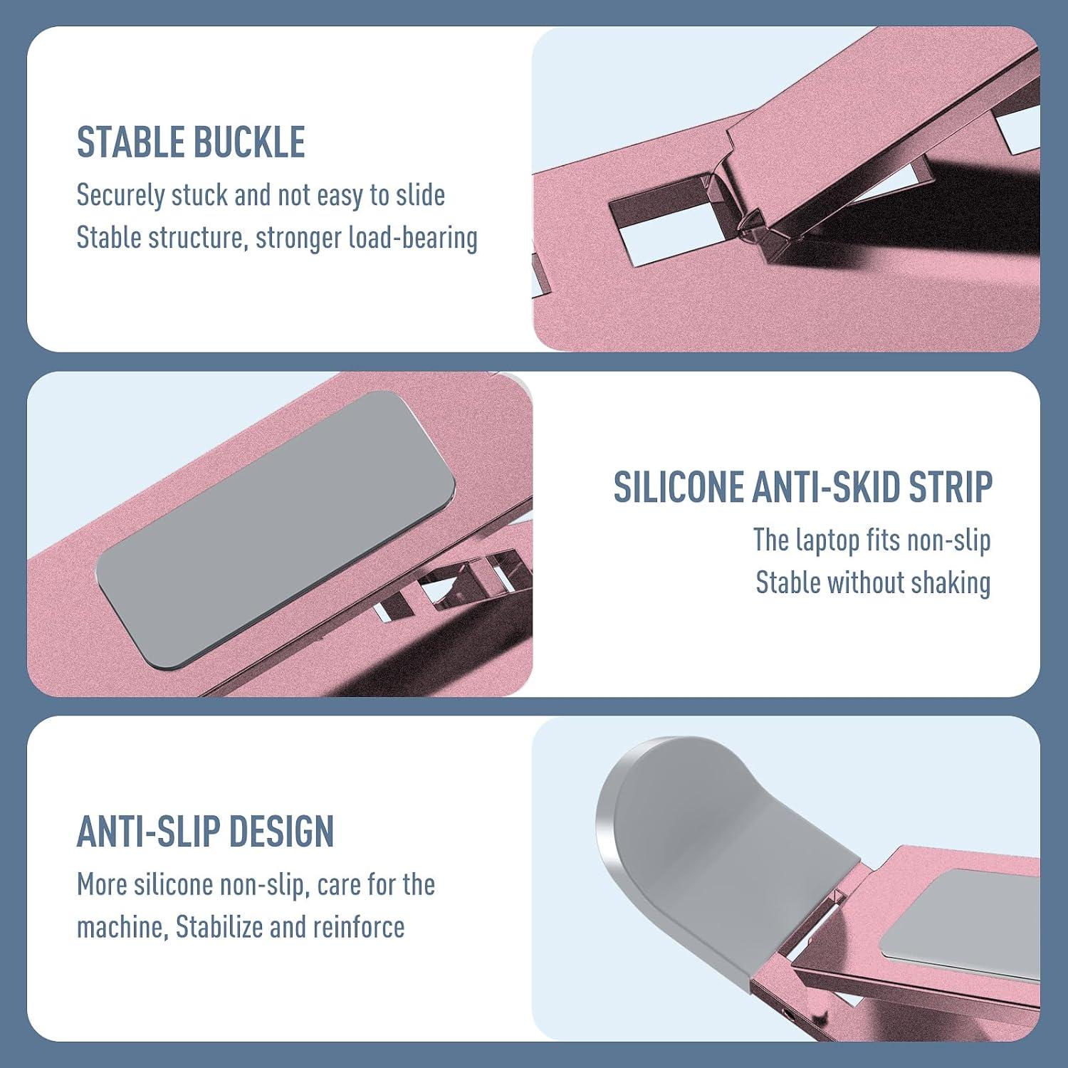 Soporte de Laptop VAJUN Ajustable Plegable Rosa 10-15.6"