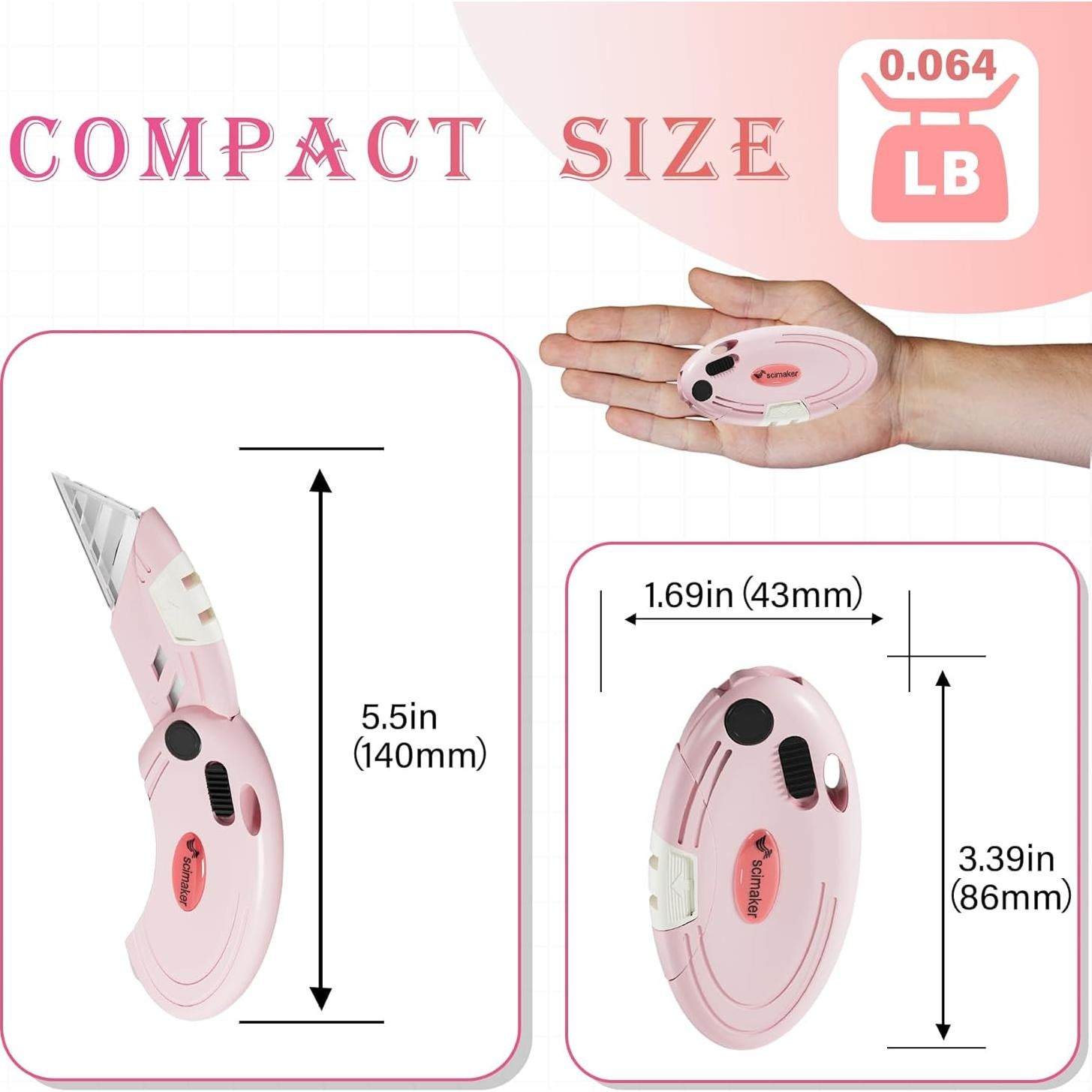 Cuchillos Utility Plegables Scimaker Rosa - 4 Paquete con 10 Cuchillas