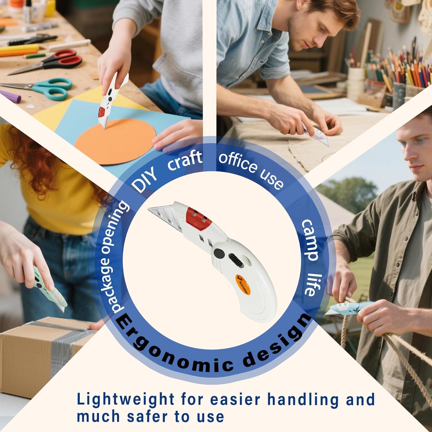 Cuchillos Utility Plegables Scimaker Rosa - 4 Paquete con 10 Cuchillas