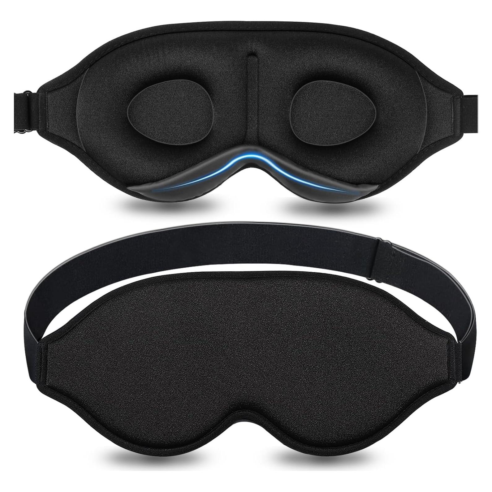 Máscara de Sueño Contorneada ToRhine 3D Ajustable Suave Negro