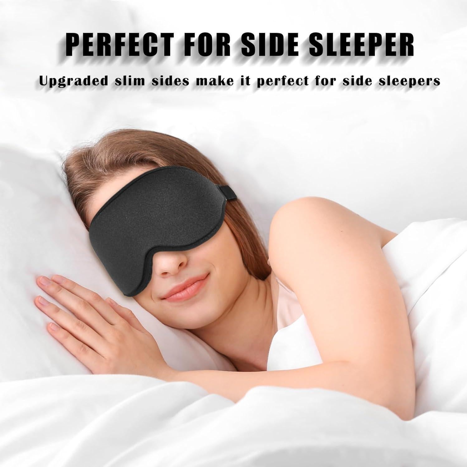 Máscara de Sueño Contorneada ToRhine 3D Ajustable Suave Negro