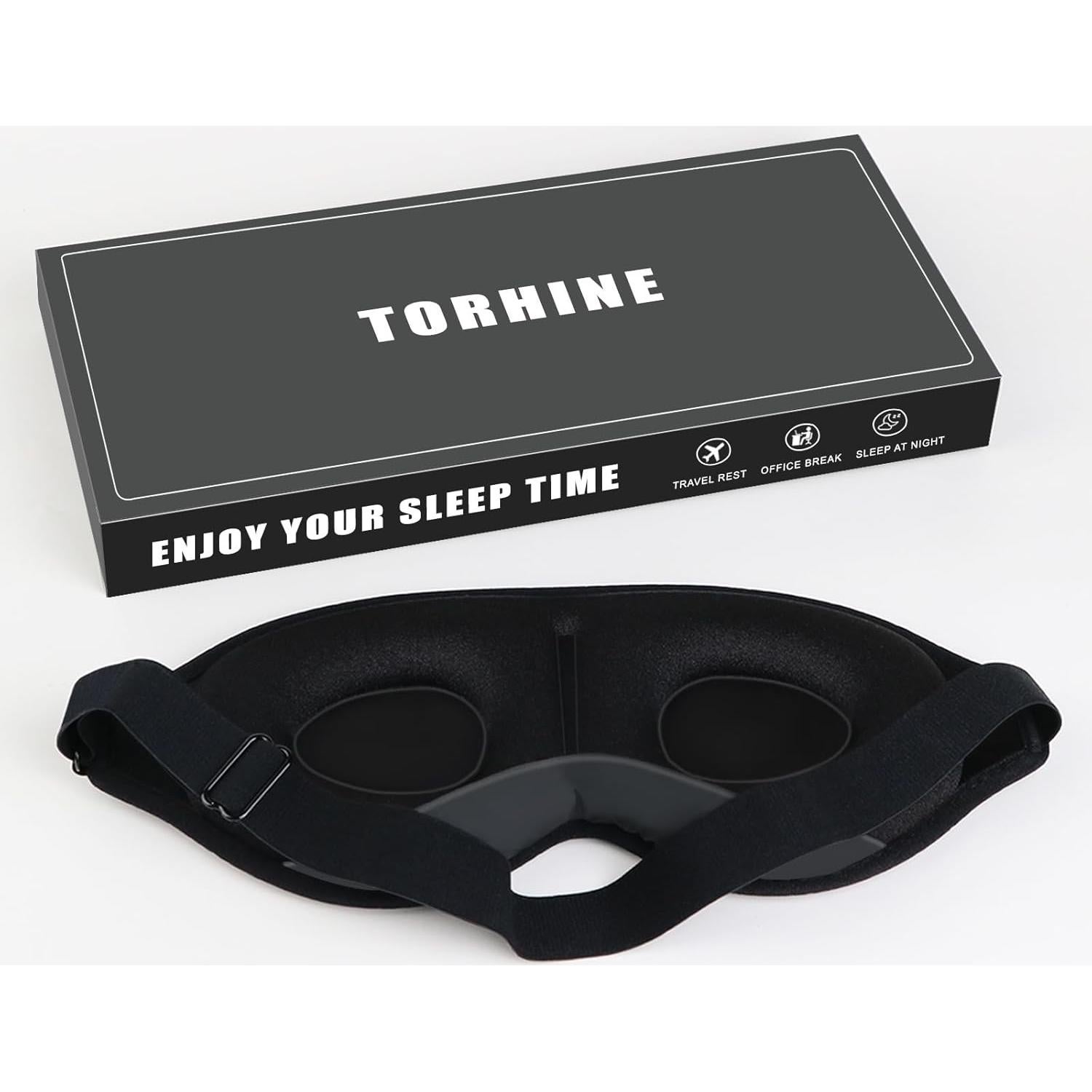 Máscara de Sueño Contorneada ToRhine 3D Ajustable Suave Negro