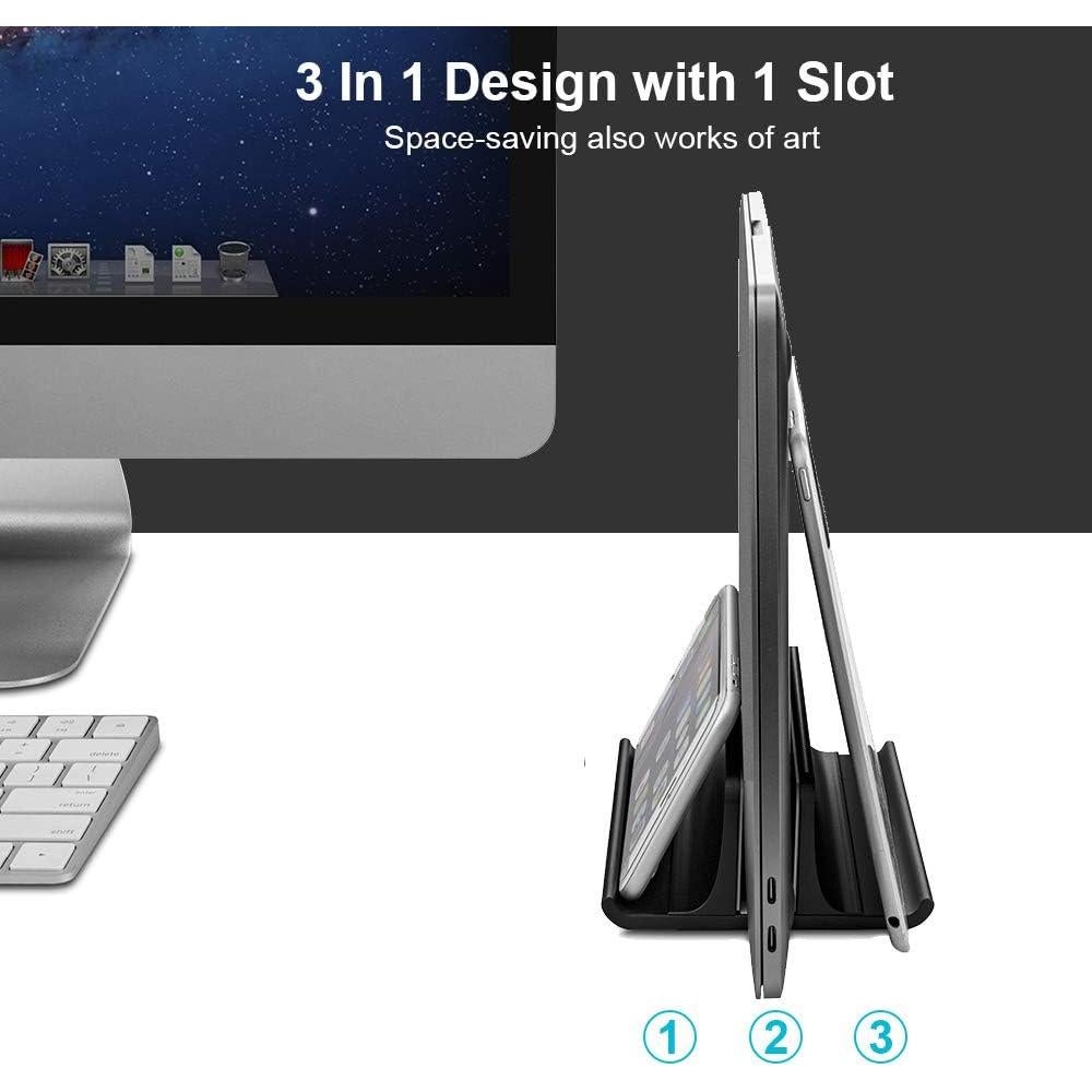 Soporte Vertical para Laptop Vaydeer 3-en-1 Aluminio Negro