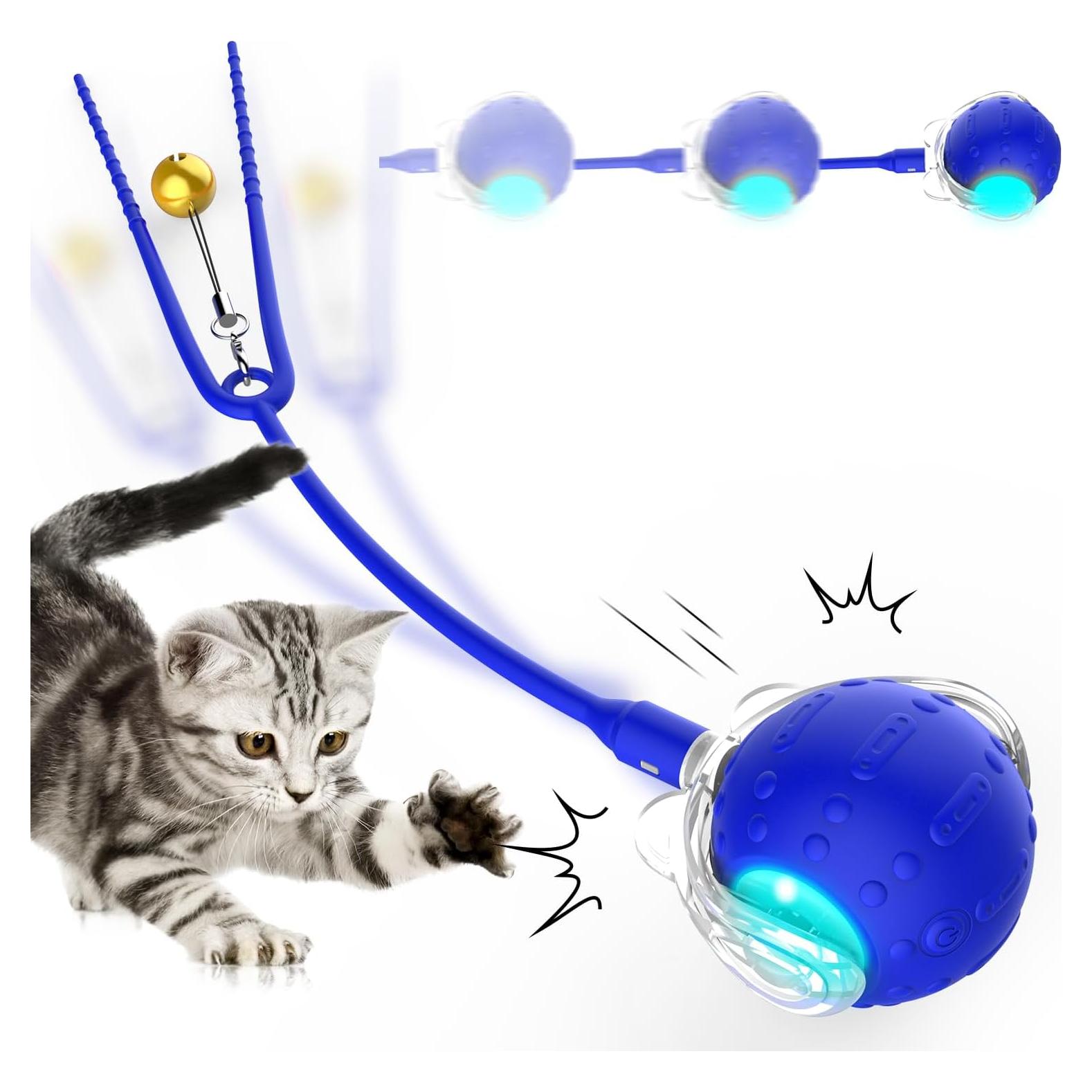 Juguete Interactivo para Gatos LanQmore K1 Azul con Cola Realista