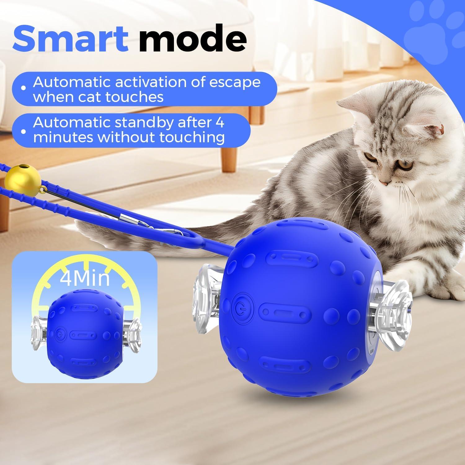 Juguete Interactivo para Gatos LanQmore K1 Azul con Cola Realista