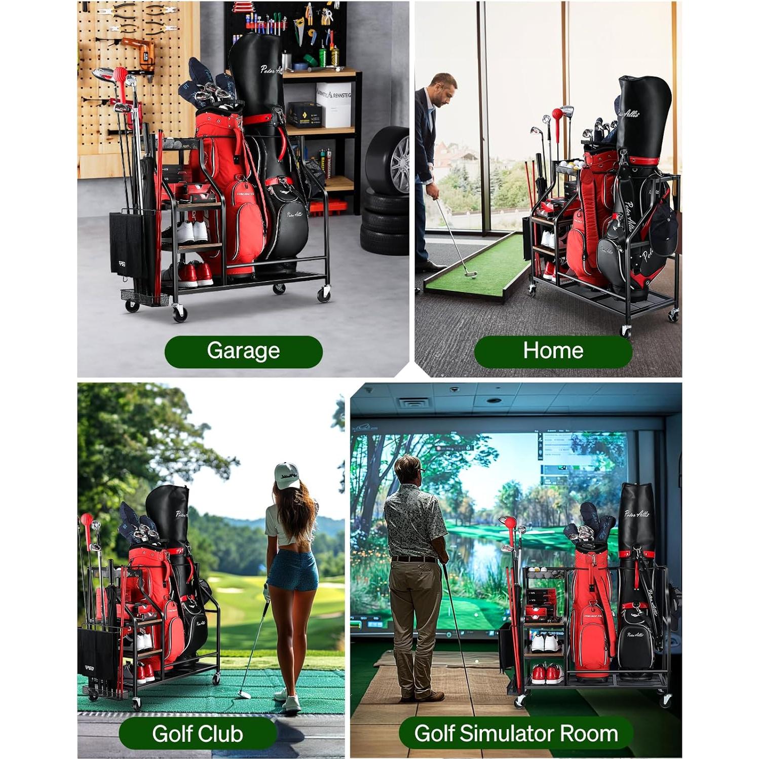 Organizador de Golf FHXZH G11 para 2 Bolsas - Negro