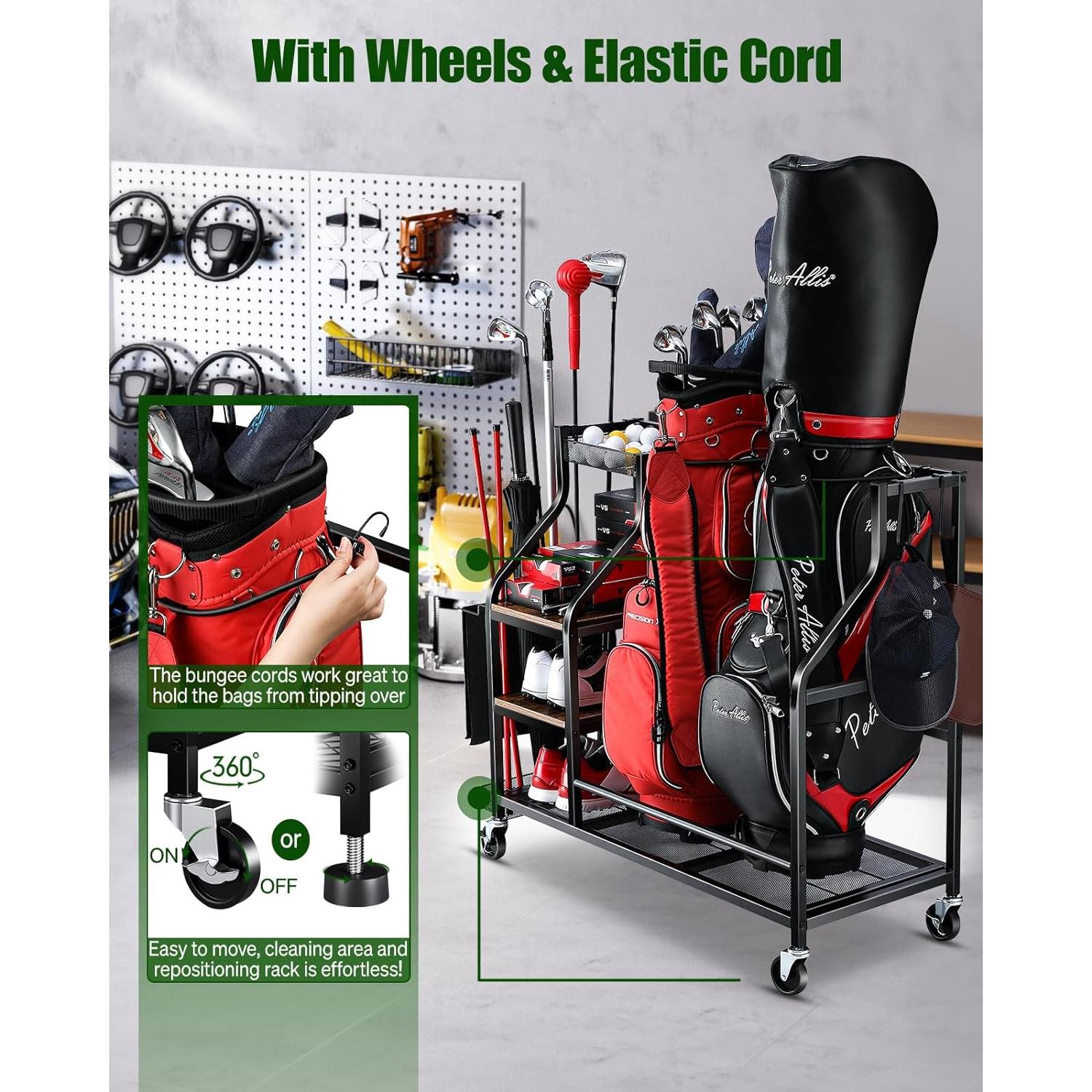 Organizador de Golf FHXZH G11 para 2 Bolsas - Negro