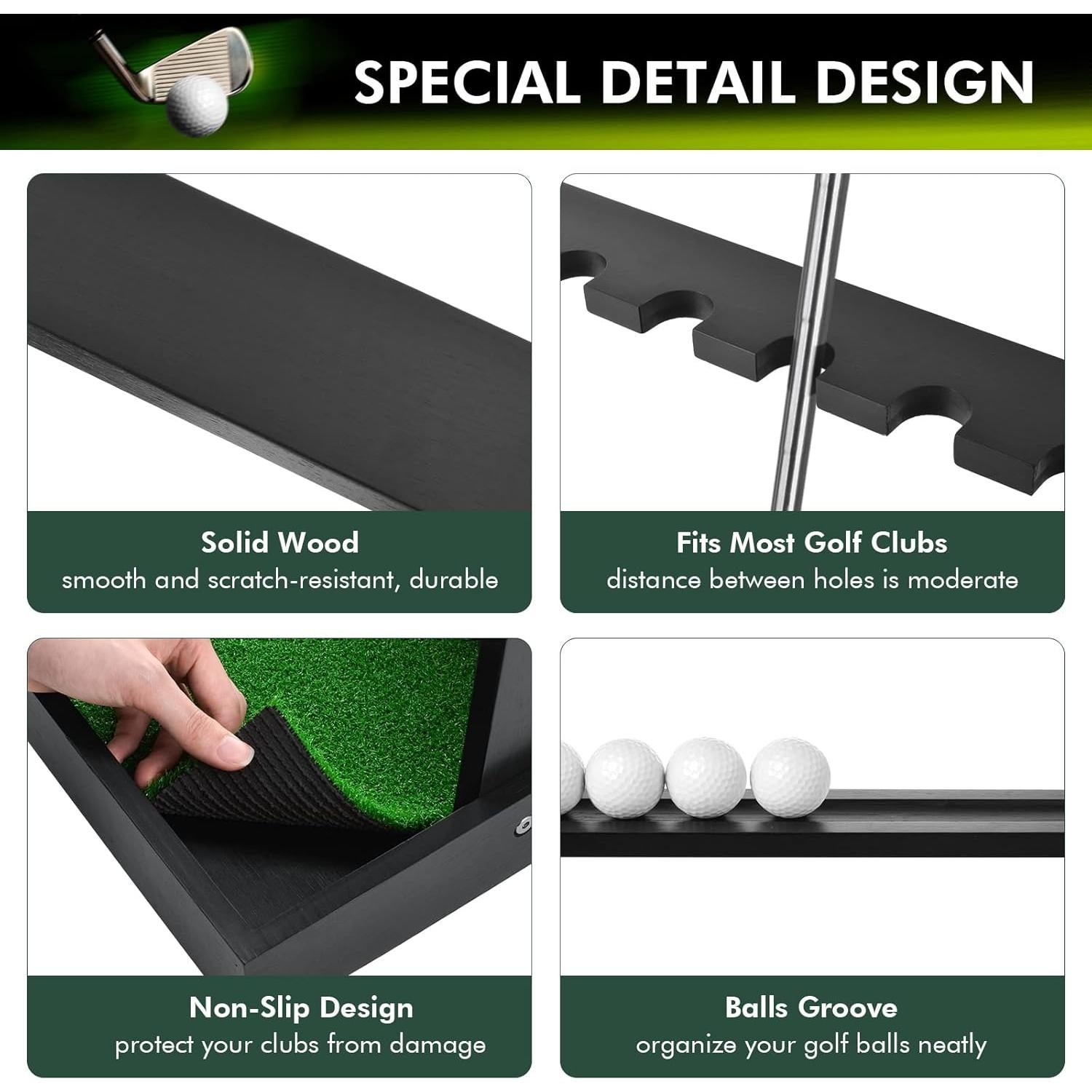 Soporte de Putter de Golf de Madera XCSOURCE para 8 Palos y 12 Pelotas