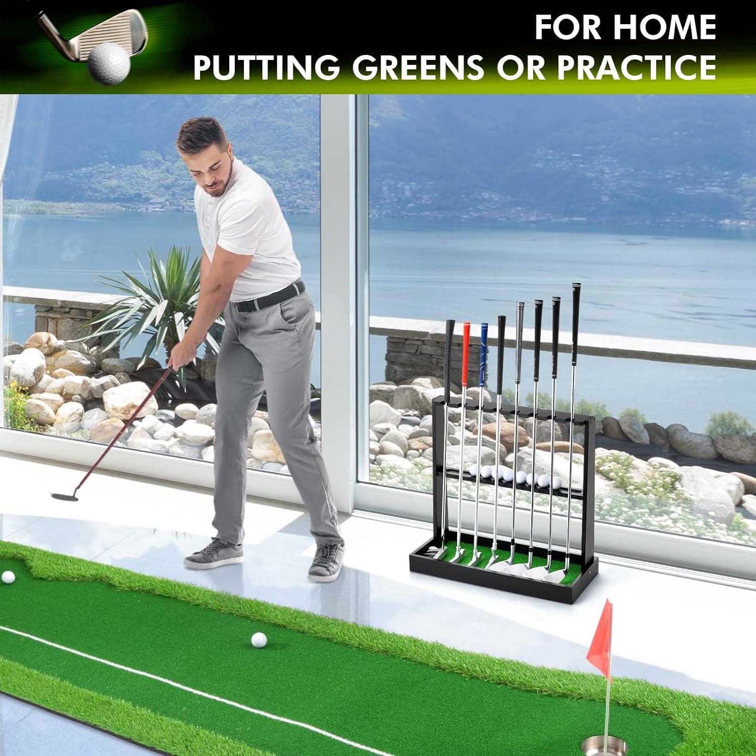 Soporte de Putter de Golf de Madera XCSOURCE para 8 Palos y 12 Pelotas