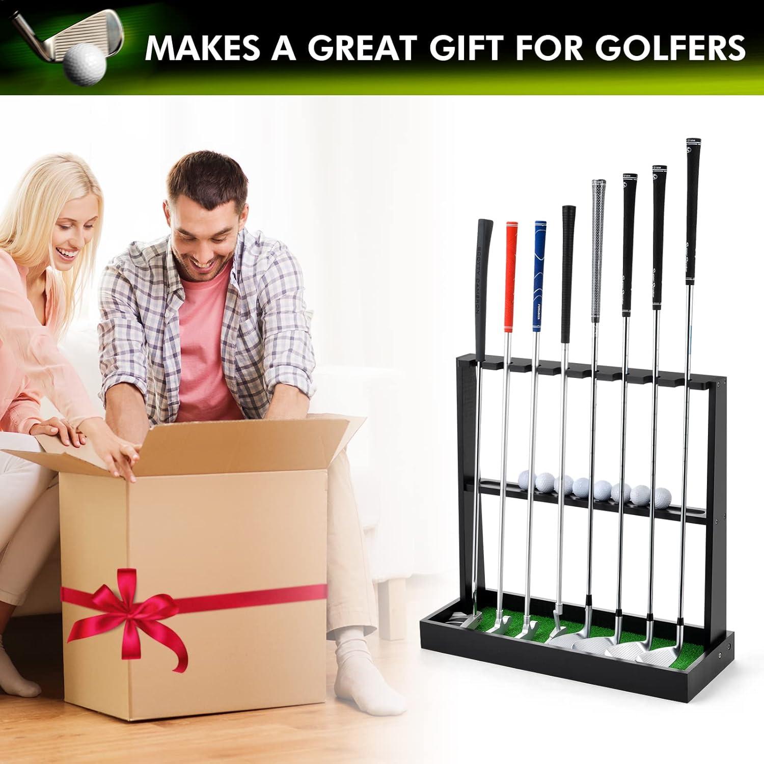 Soporte de Putter de Golf de Madera XCSOURCE para 8 Palos y 12 Pelotas