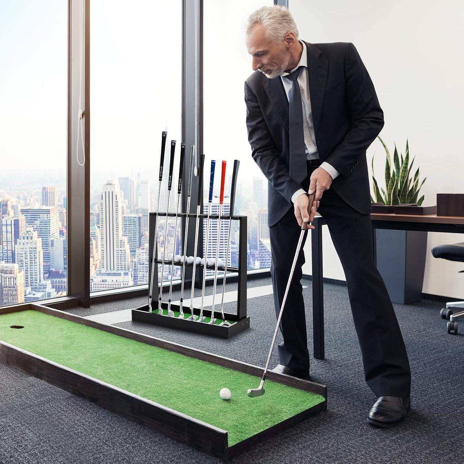 Soporte de Putter de Golf de Madera XCSOURCE para 8 Palos y 12 Pelotas