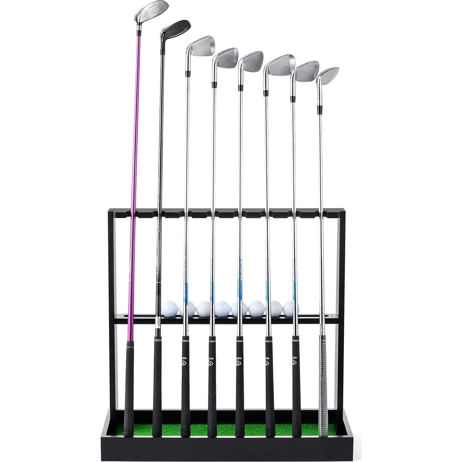 Soporte de Putter de Golf de Madera XCSOURCE para 8 Palos y 12 Pelotas