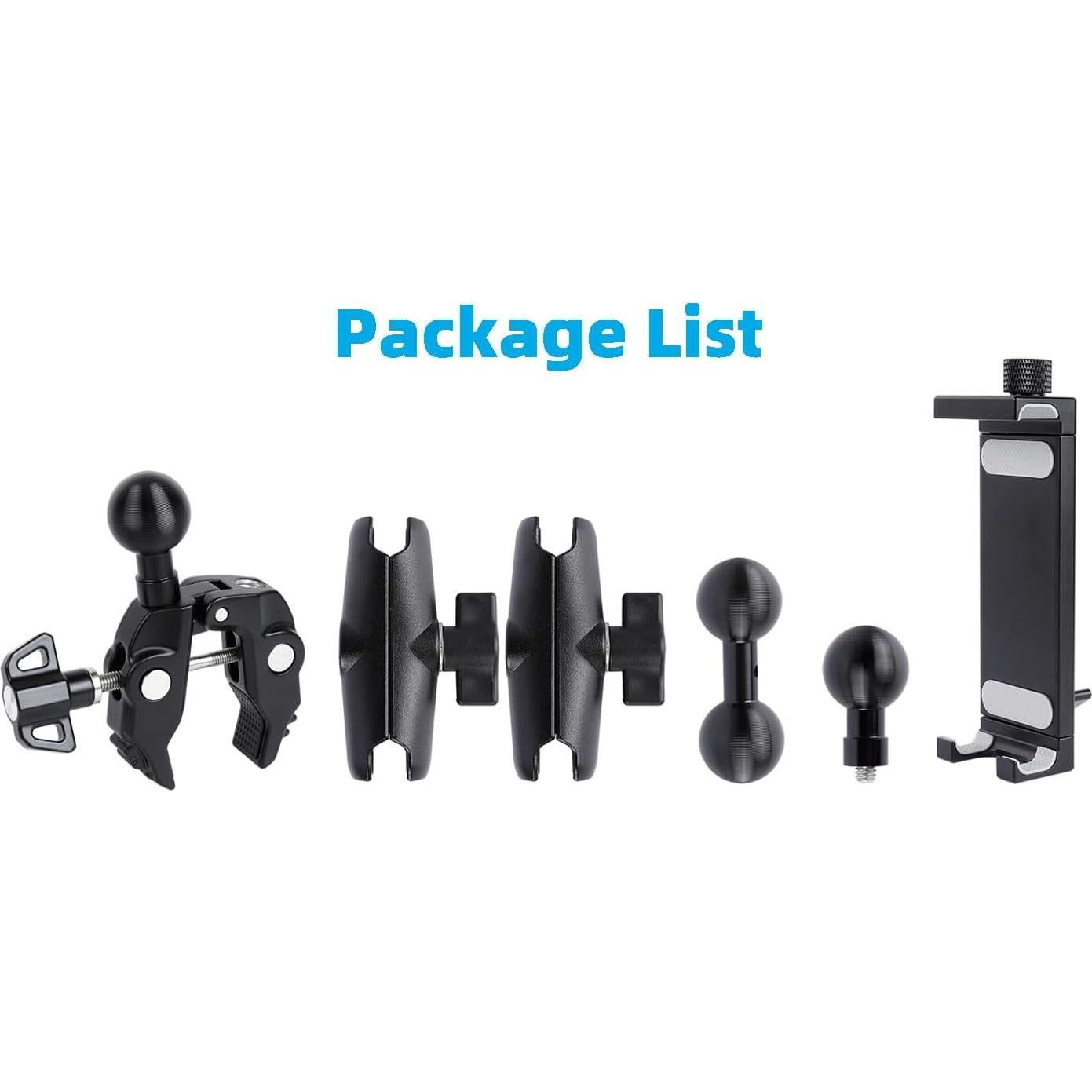 Aluminum Dual Arm Tablet Mount with Super Clamp for Rails 0.5'' to 2'' in Diameter, Side Mount Tablet Holder for Mic Stand, Compatible with iPad Pro 12.9 Air Mini, Galaxy Tab, 4.7-12.9" Tablets