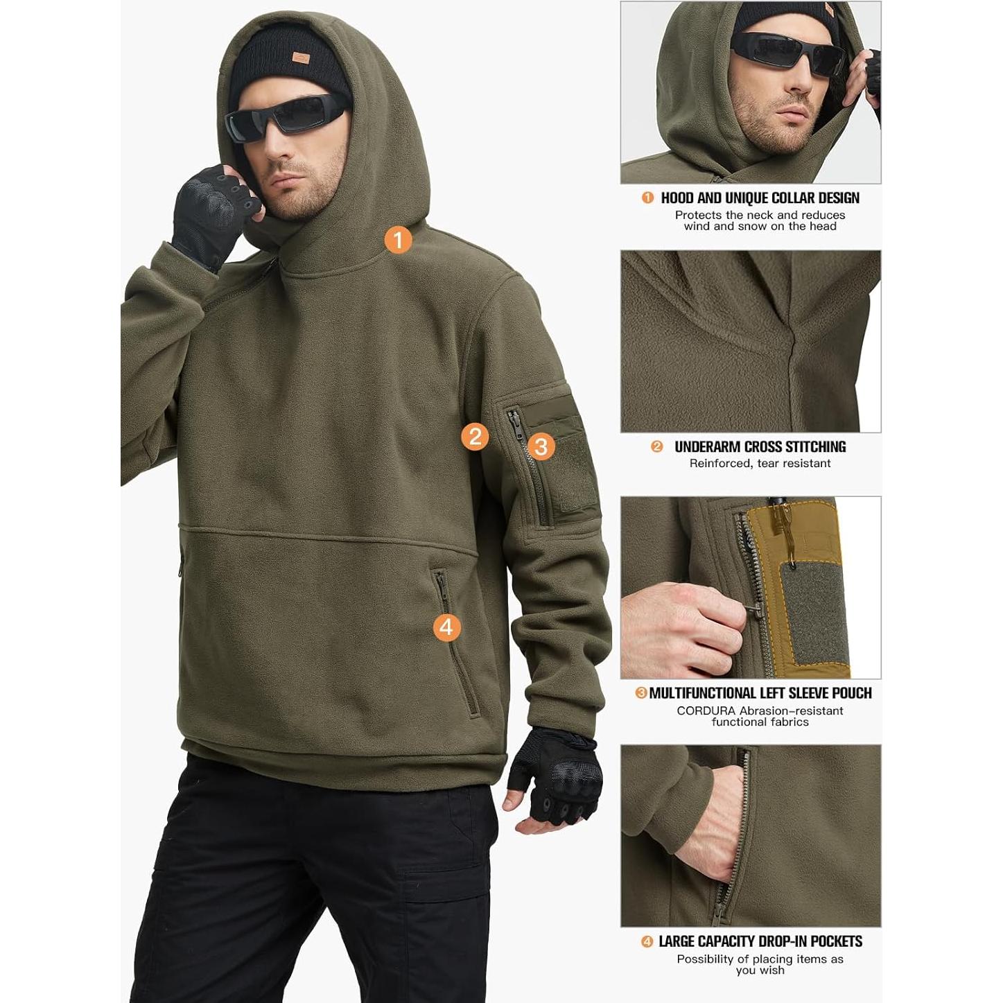 Sudadera Táctica de Invierno Free Soldier Forro Polar Verde