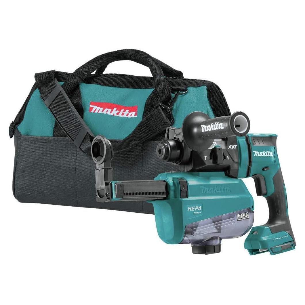 Martillo Rotativo Inalámbrico Makita XRH12ZW 18V con Extractor HEPA