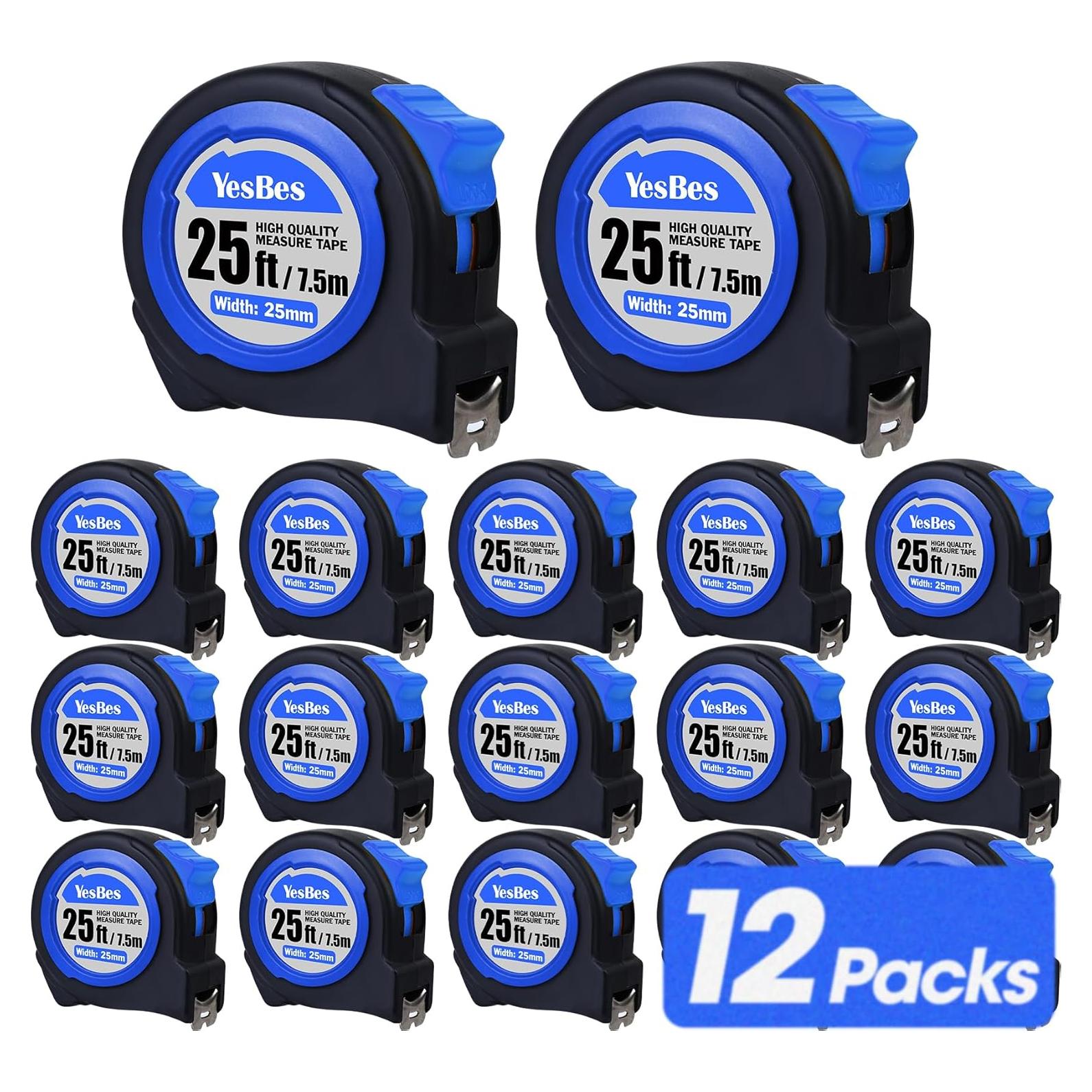 Cinta Métrica Retráctil 25 pies YesBes - Paquete de 12