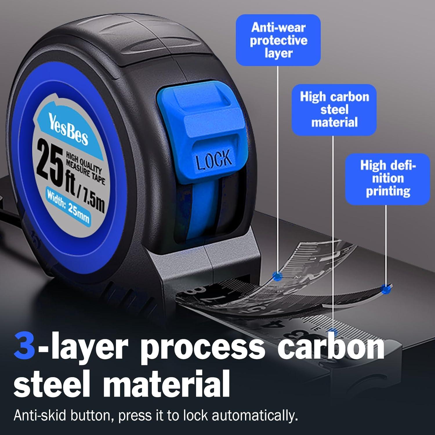Cinta Métrica Retráctil 25 pies YesBes - Paquete de 12