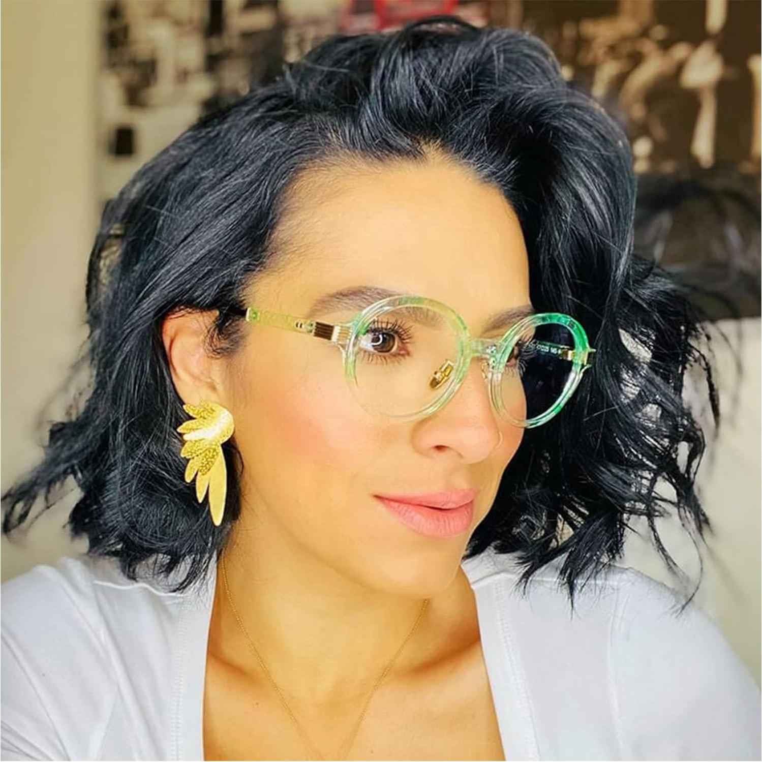 Gafas Retro TR90 Redondas Zeelool para Mujeres Floral Verde