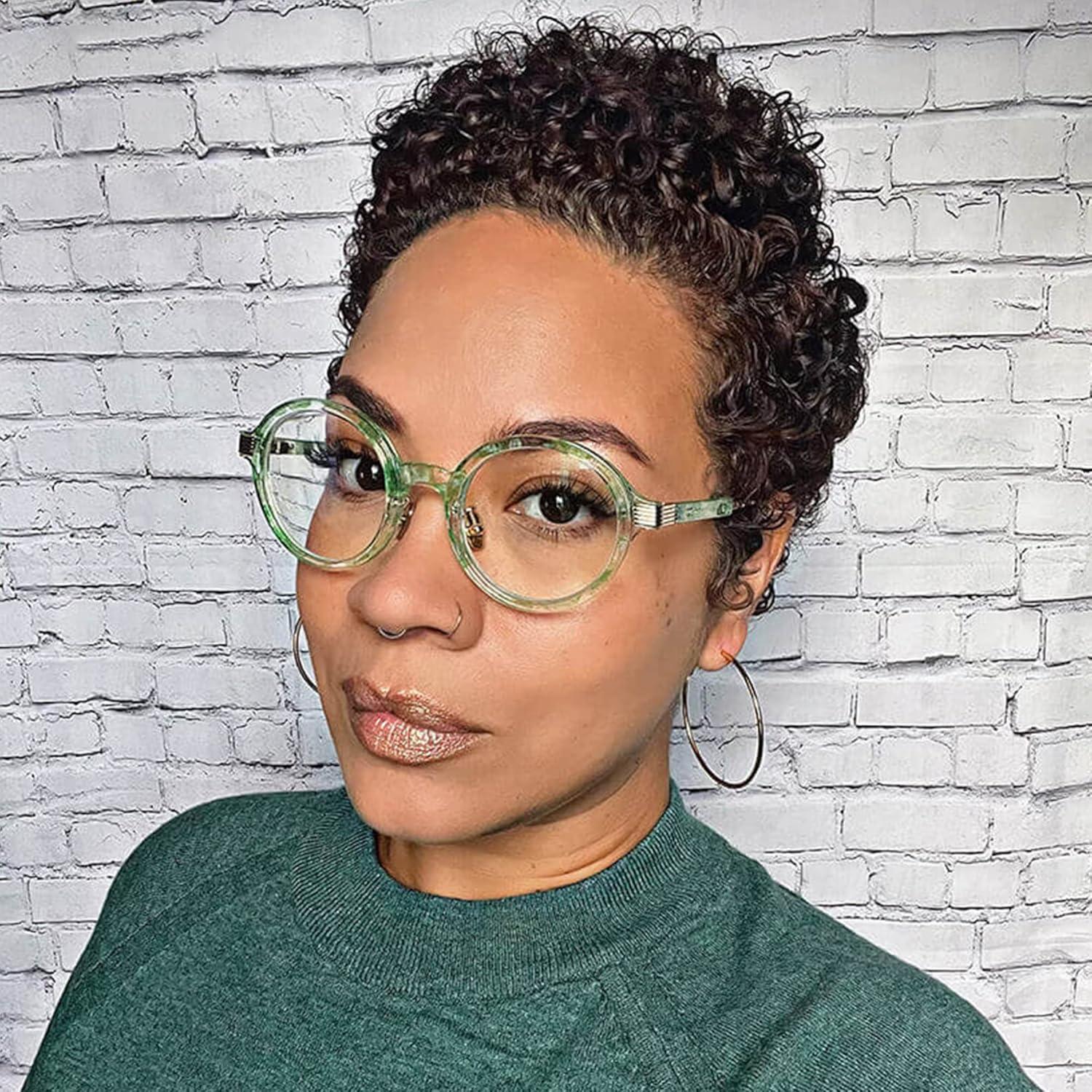 Gafas Retro TR90 Redondas Zeelool para Mujeres Floral Verde