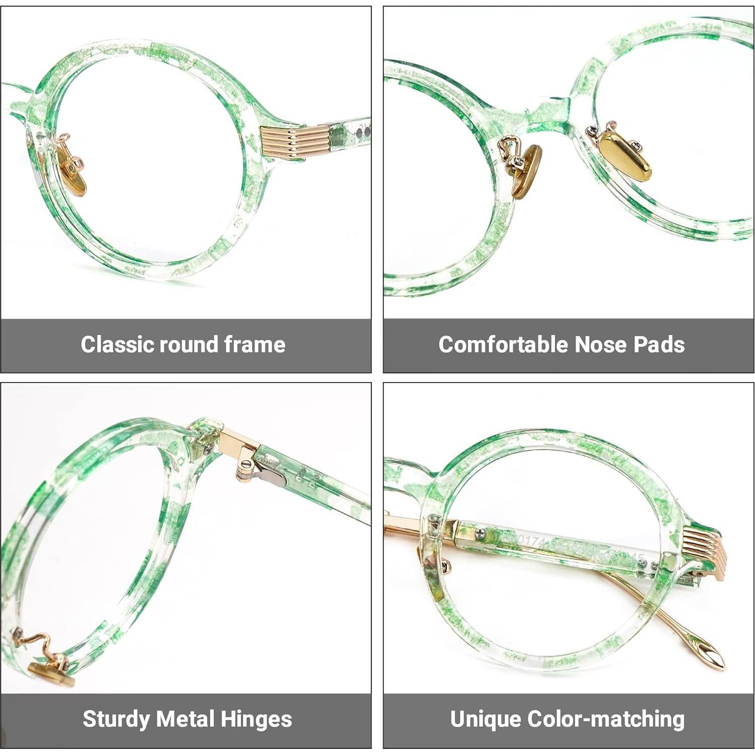 Gafas Retro TR90 Redondas Zeelool para Mujeres Floral Verde