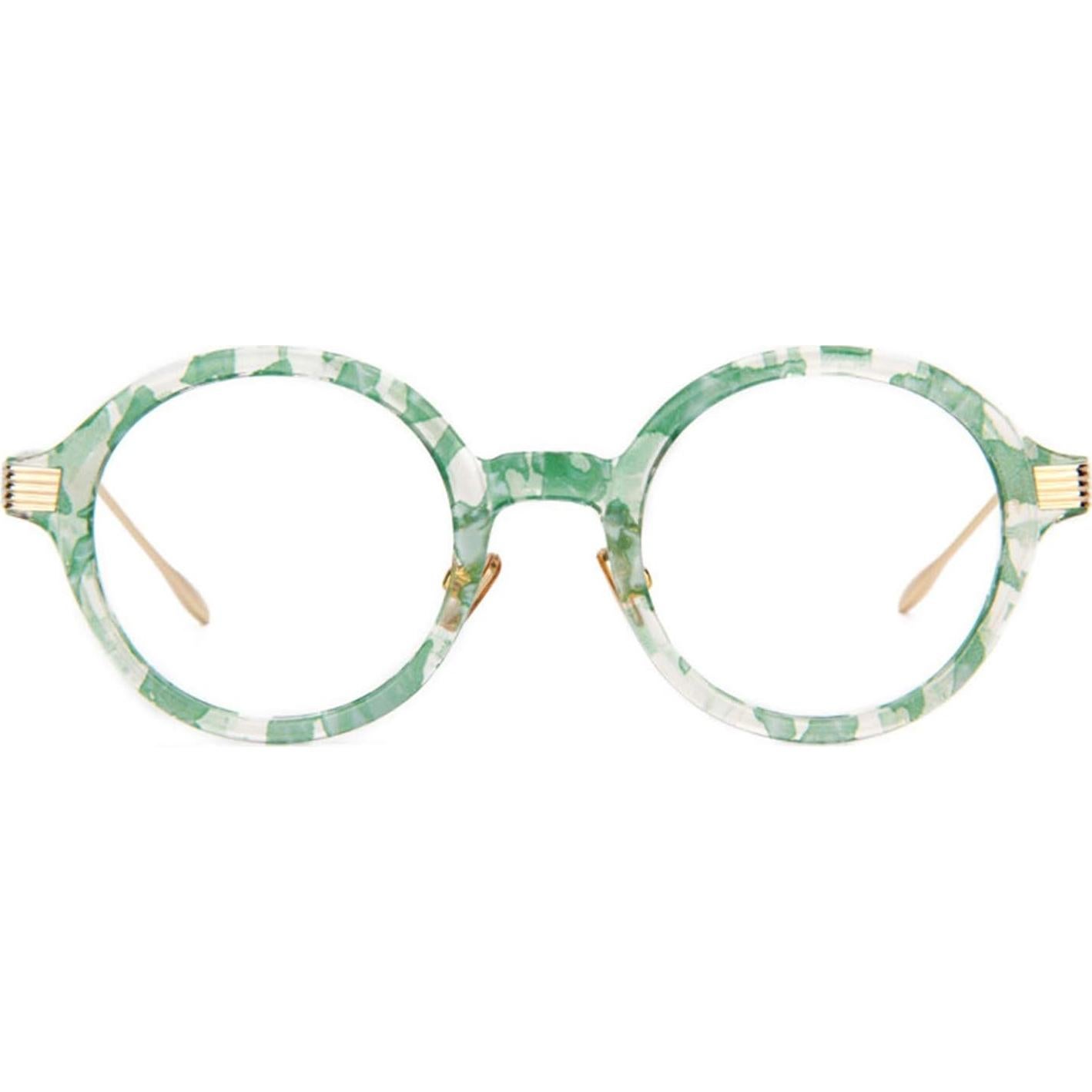 Gafas Retro TR90 Redondas Zeelool para Mujeres Floral Verde