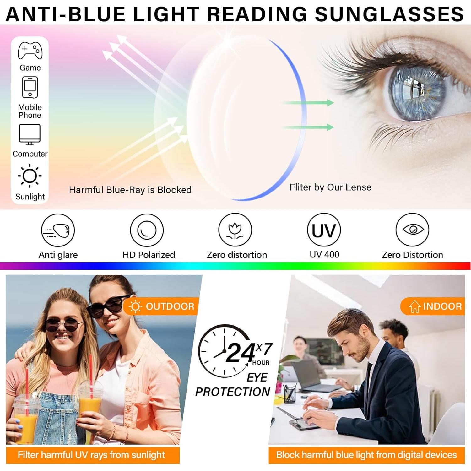 Gafas de sol ZESAKER para leer UV400 unisex 1.0x negras