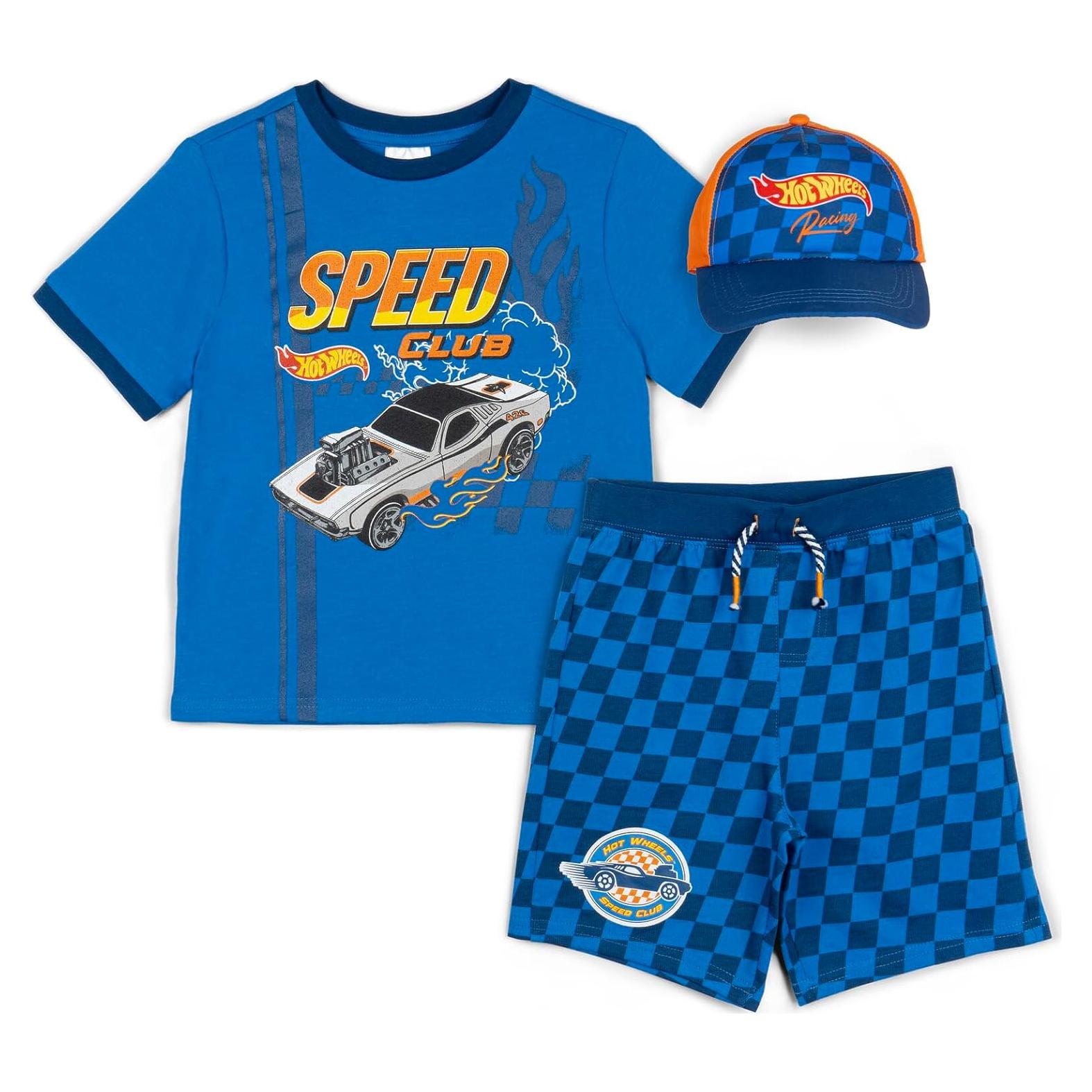 Conjunto 3 Piezas Hot Wheels: Camiseta, Pantalones Cortos y Gorra 2T