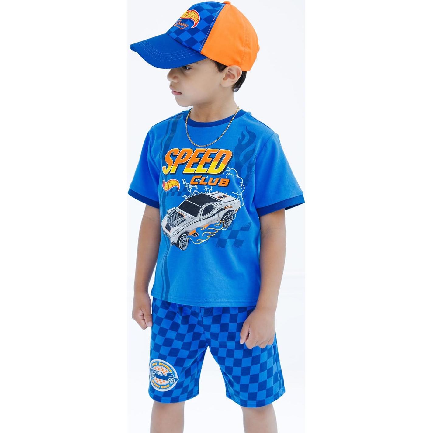 Conjunto 3 Piezas Hot Wheels: Camiseta, Pantalones Cortos y Gorra 2T
