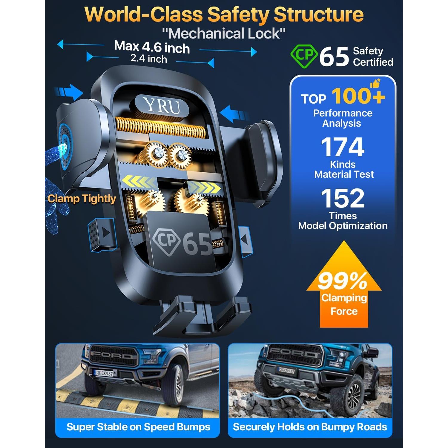 Soporte para Teléfono de Coche YRU C126 Negro 80LB Succión