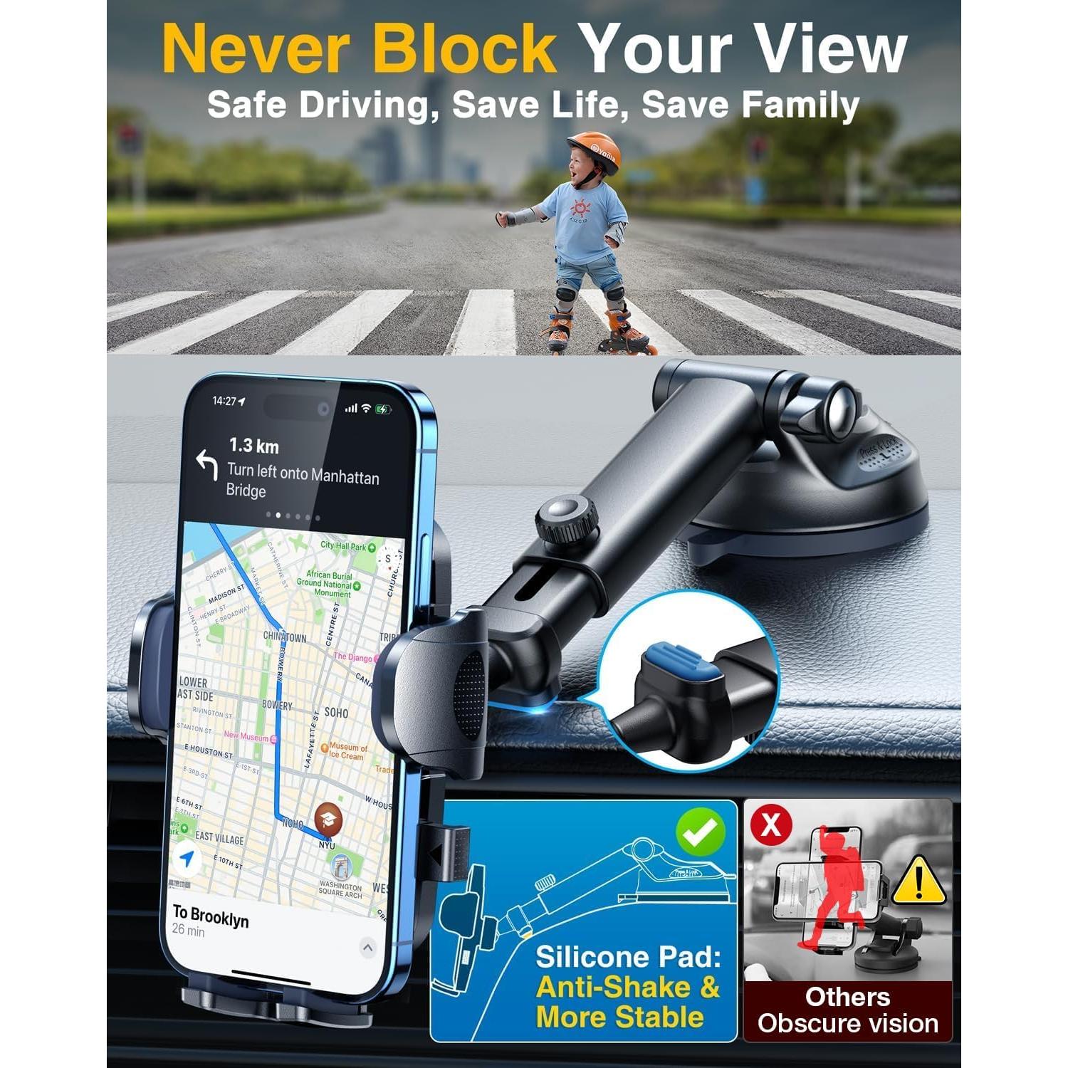 Soporte para Teléfono de Coche YRU C126 Negro 80LB Succión