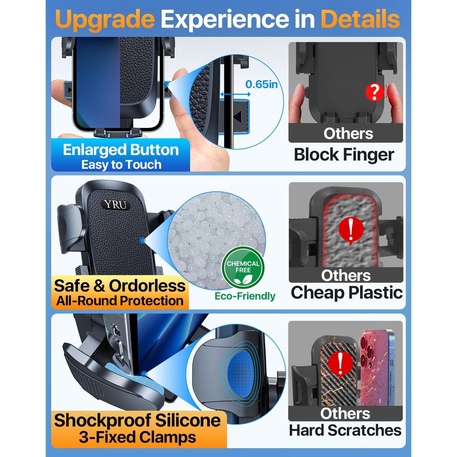 Soporte para Teléfono de Coche YRU C126 Negro 80LB Succión