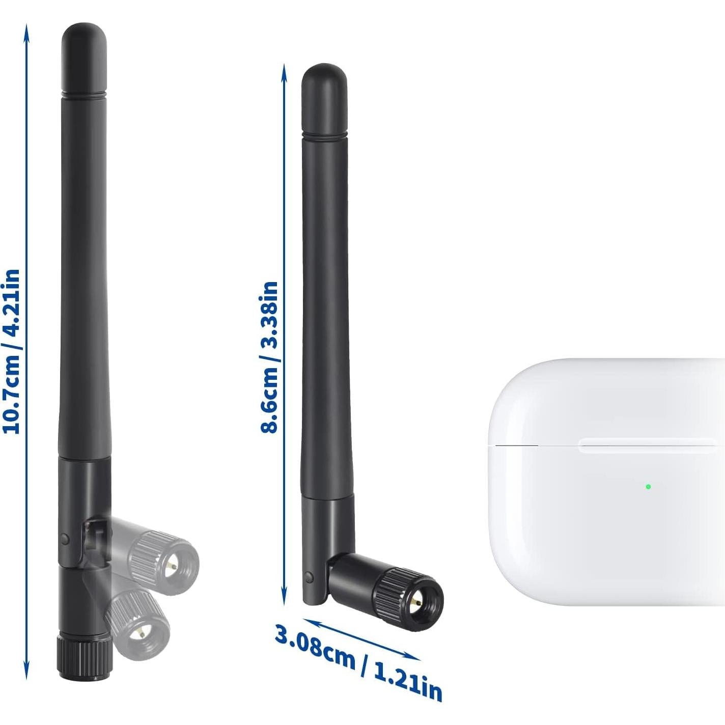 Antena WiFi Doble Banda Bingfu SMA Macho 3dBi Paquete de 2