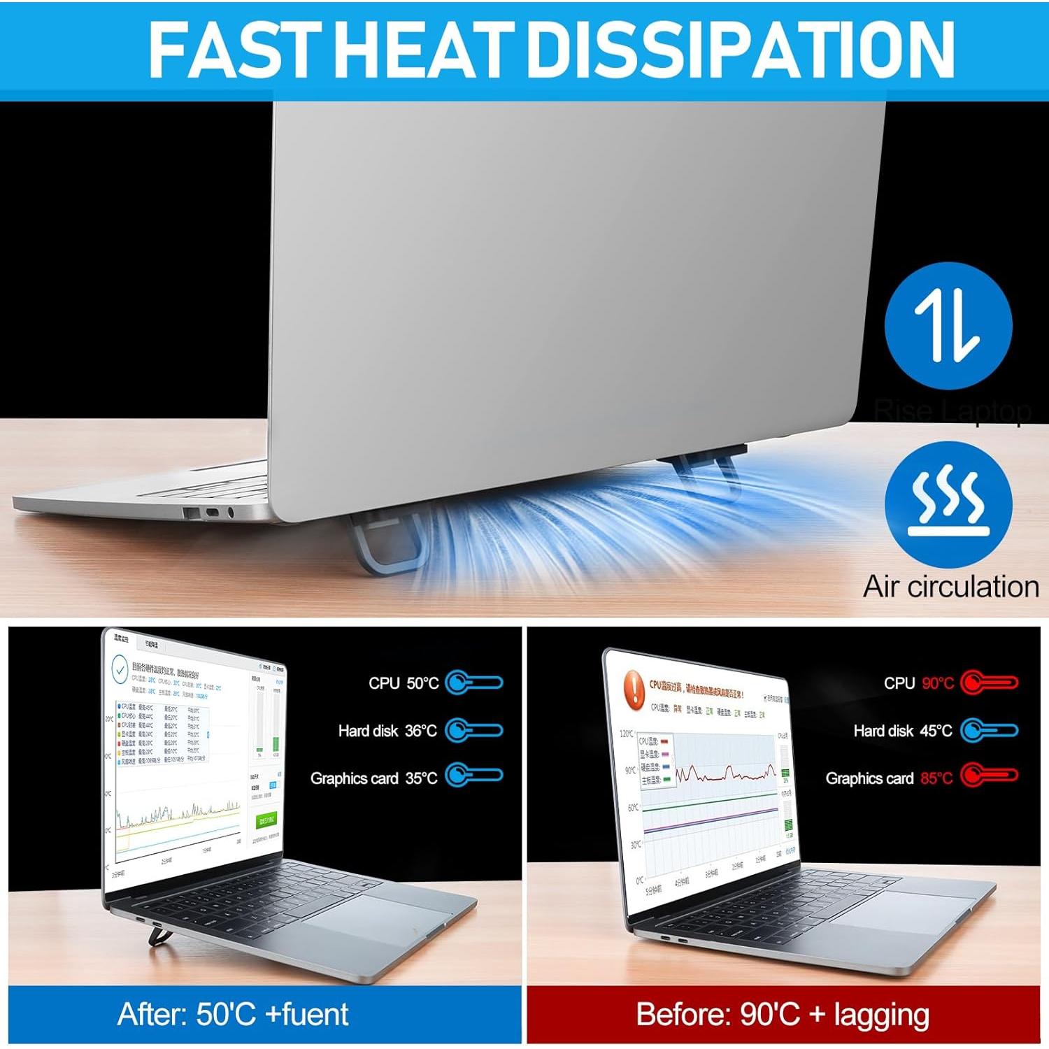 Soporte de Laptop YIPINVE Mini Ergonómico Plegable Plata