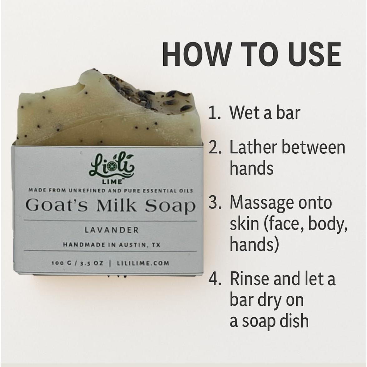 Jabón Natural de Leche de Cabra LiLi Lime con Lavanda - 198 g