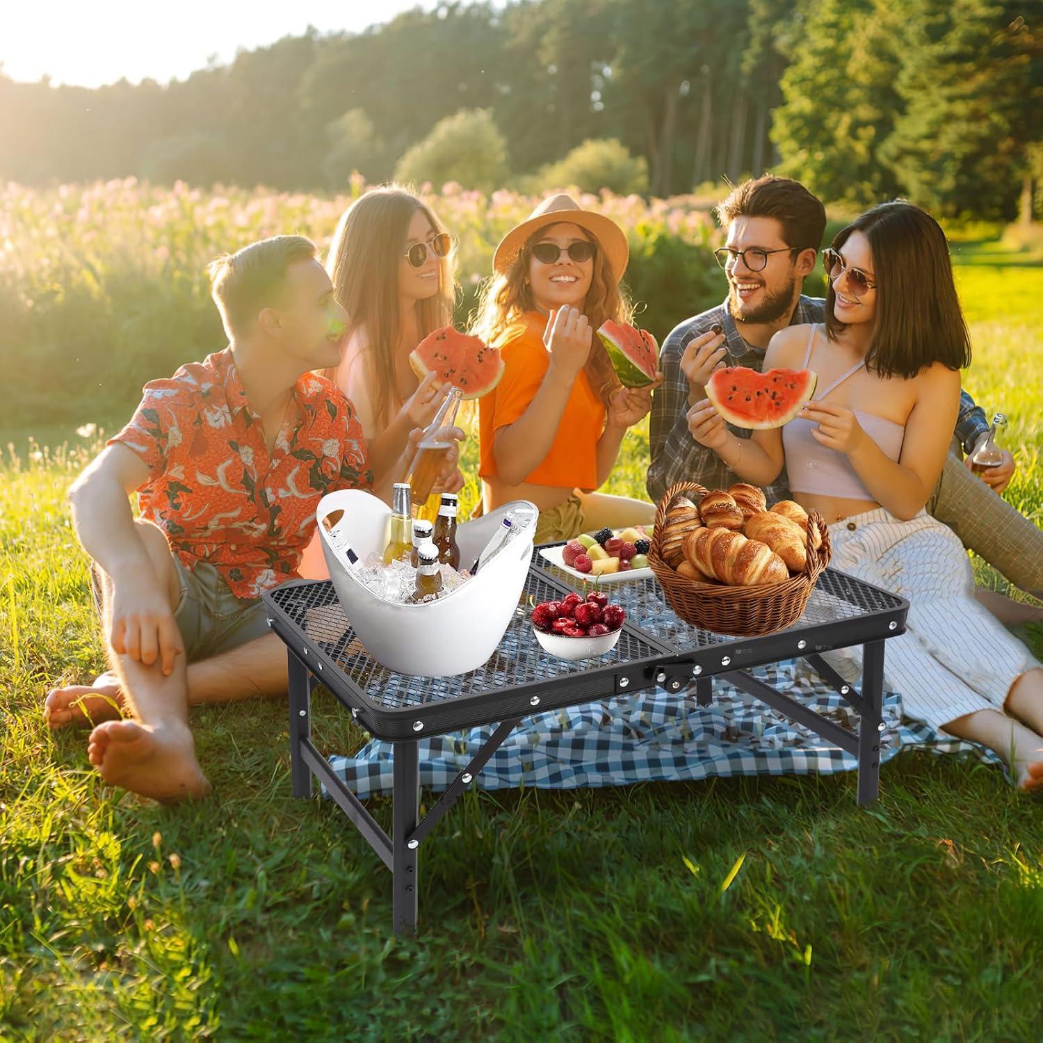 Mesa de Parrilla Plegable QuliMetal 60x40 cm Ajustable Negra