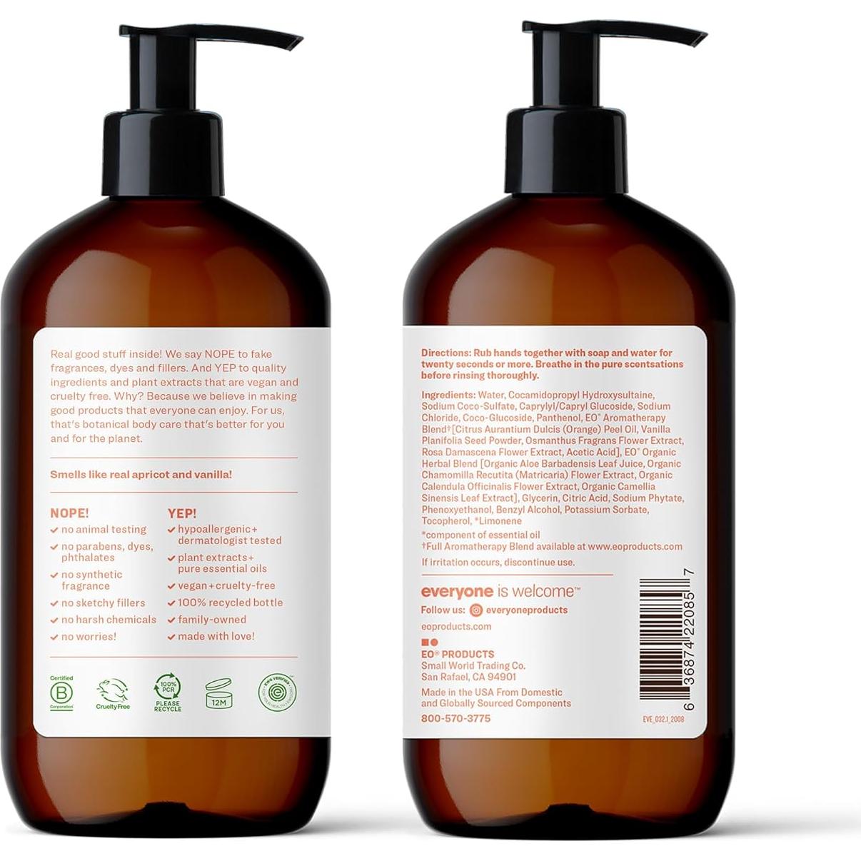 Jabón Líquido para Manos Everyone 3x375ml Albaricoque y Vainilla