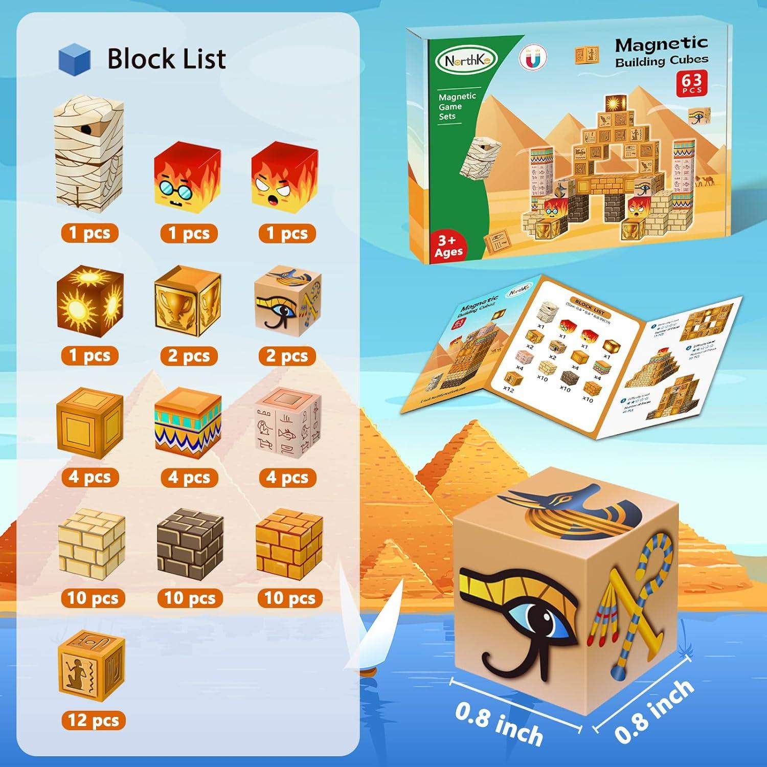 63 PCS Bloques Magnéticos de Construcción NorthKe - 2 cm - Juguete STEM