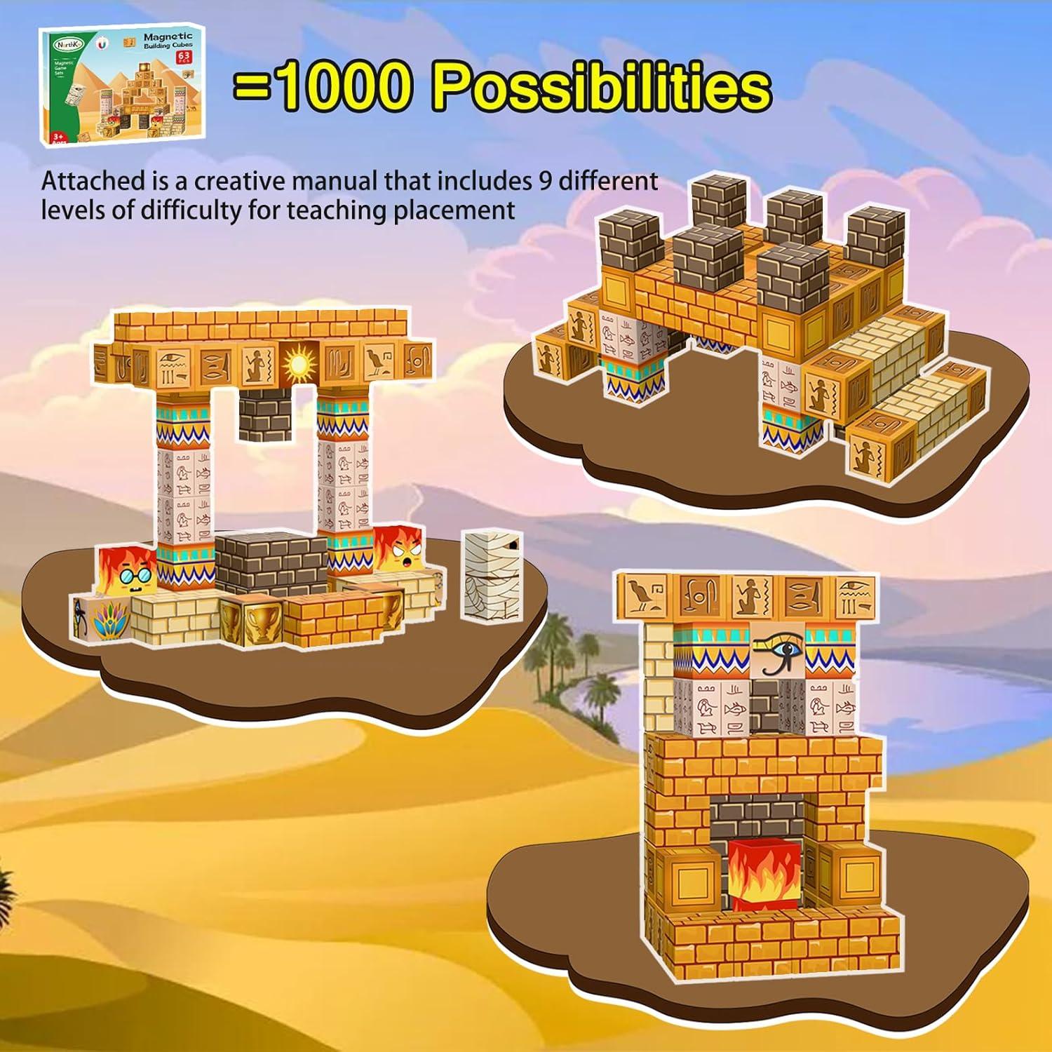 63 PCS Bloques Magnéticos de Construcción NorthKe - 2 cm - Juguete STEM