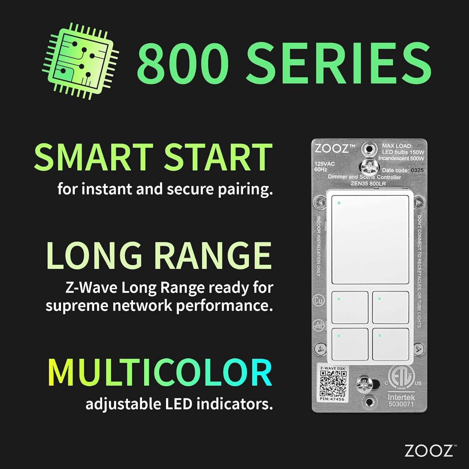 Regulador Z-Wave Zooz ZEN35 800LR Blanco 150W LED