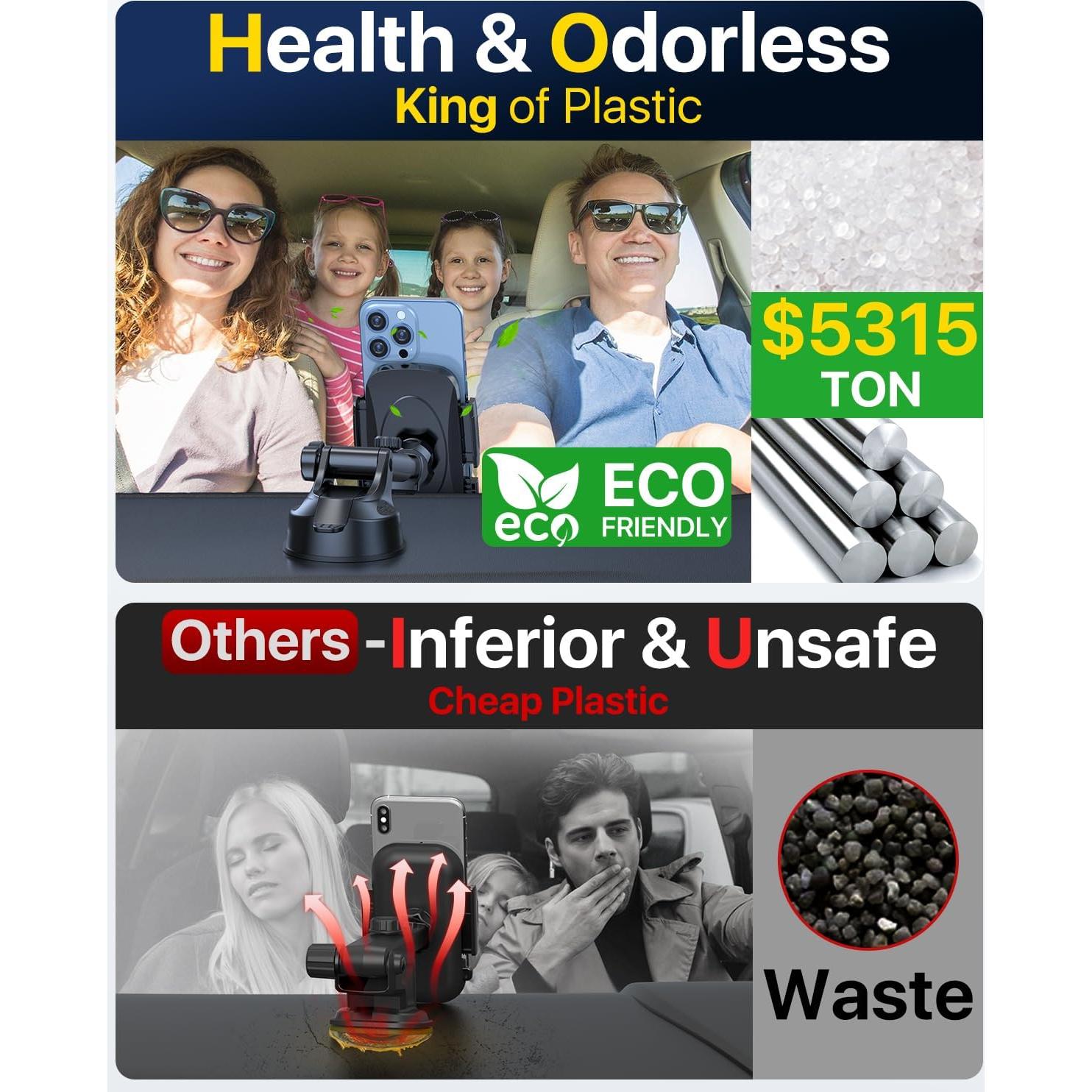 Soporte para Teléfono de Coche HTU 2024 Succión Fuerte 36kg