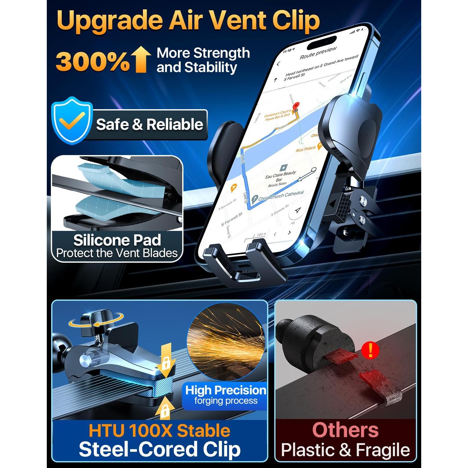 Soporte para Teléfono de Coche HTU 2024 Succión Fuerte 36kg