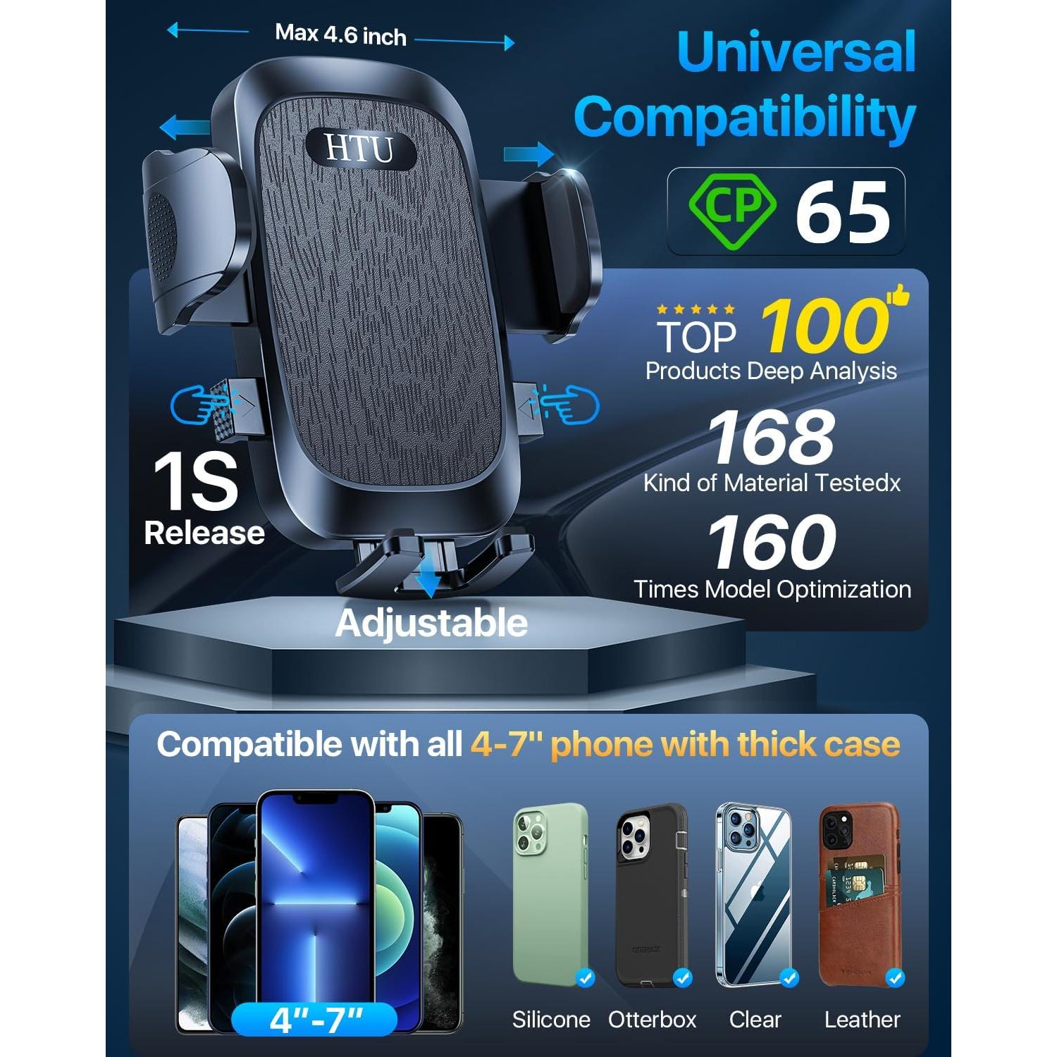 Soporte para Teléfono de Coche HTU 2024 Succión Fuerte 36kg