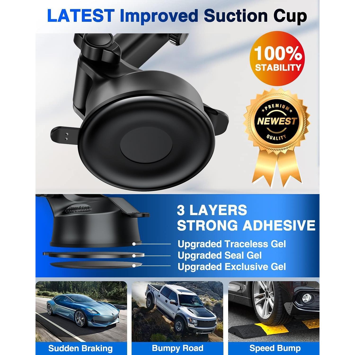 Soporte para Teléfono de Coche HTU 2024 Succión Fuerte 36kg