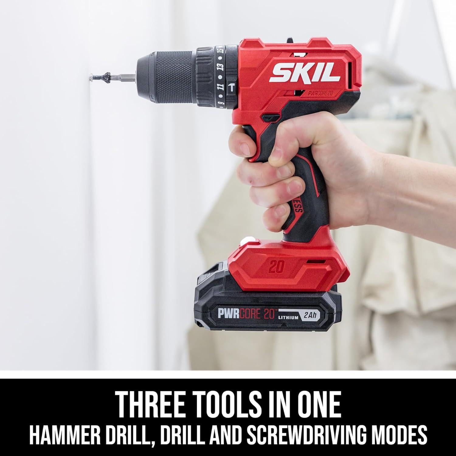 Taladro de Percusión Sin Cable Skil 20V con Batería y 75 Piezas