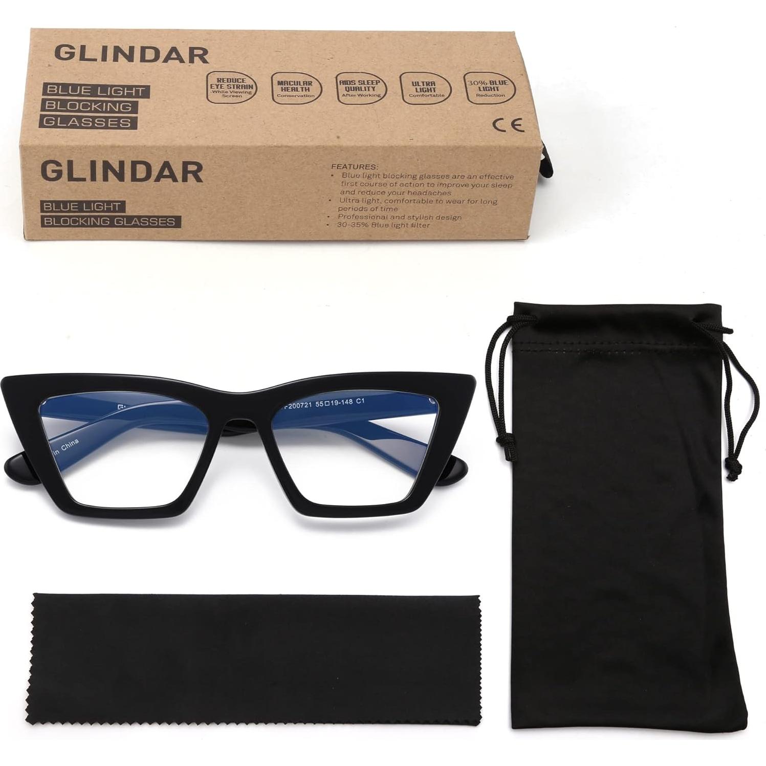 Gafas GLINDAR Cat Eye Anti Luz Azul Marco Acetato Negro