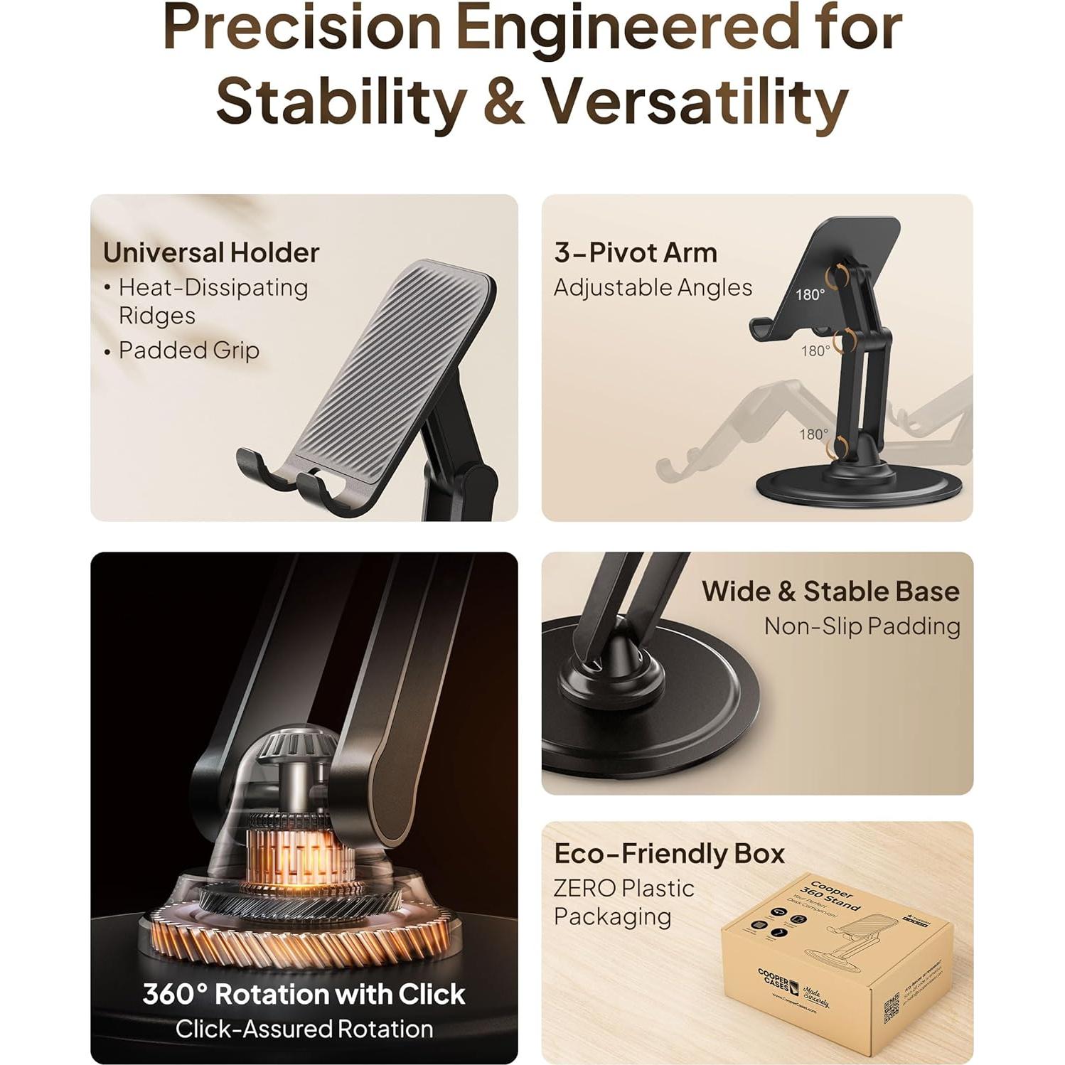 Soporte Cooper 360° Rotatorio para Teléfono Móvil Plegable