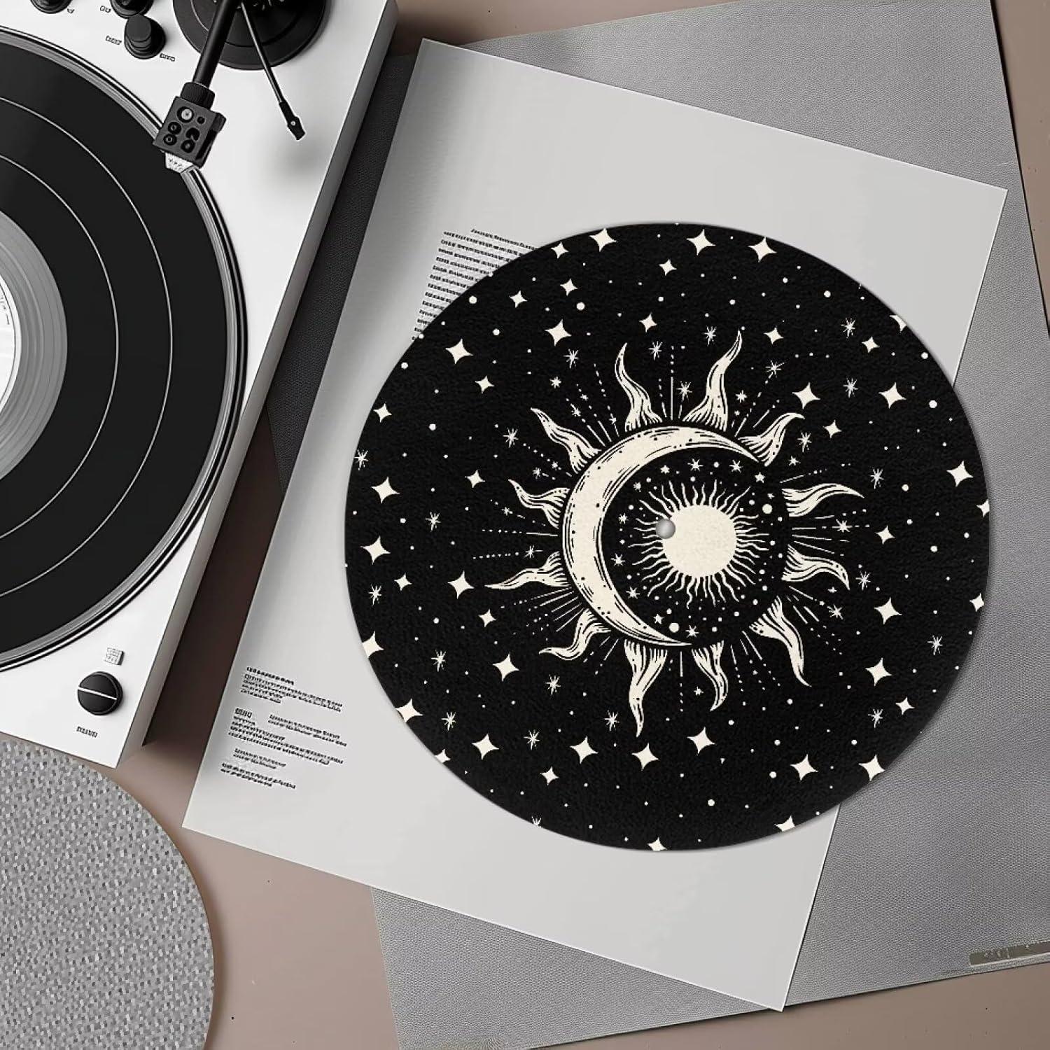 Alfombrilla para Tocadiscos Black Sun Moon 29.5 cm Antivibración